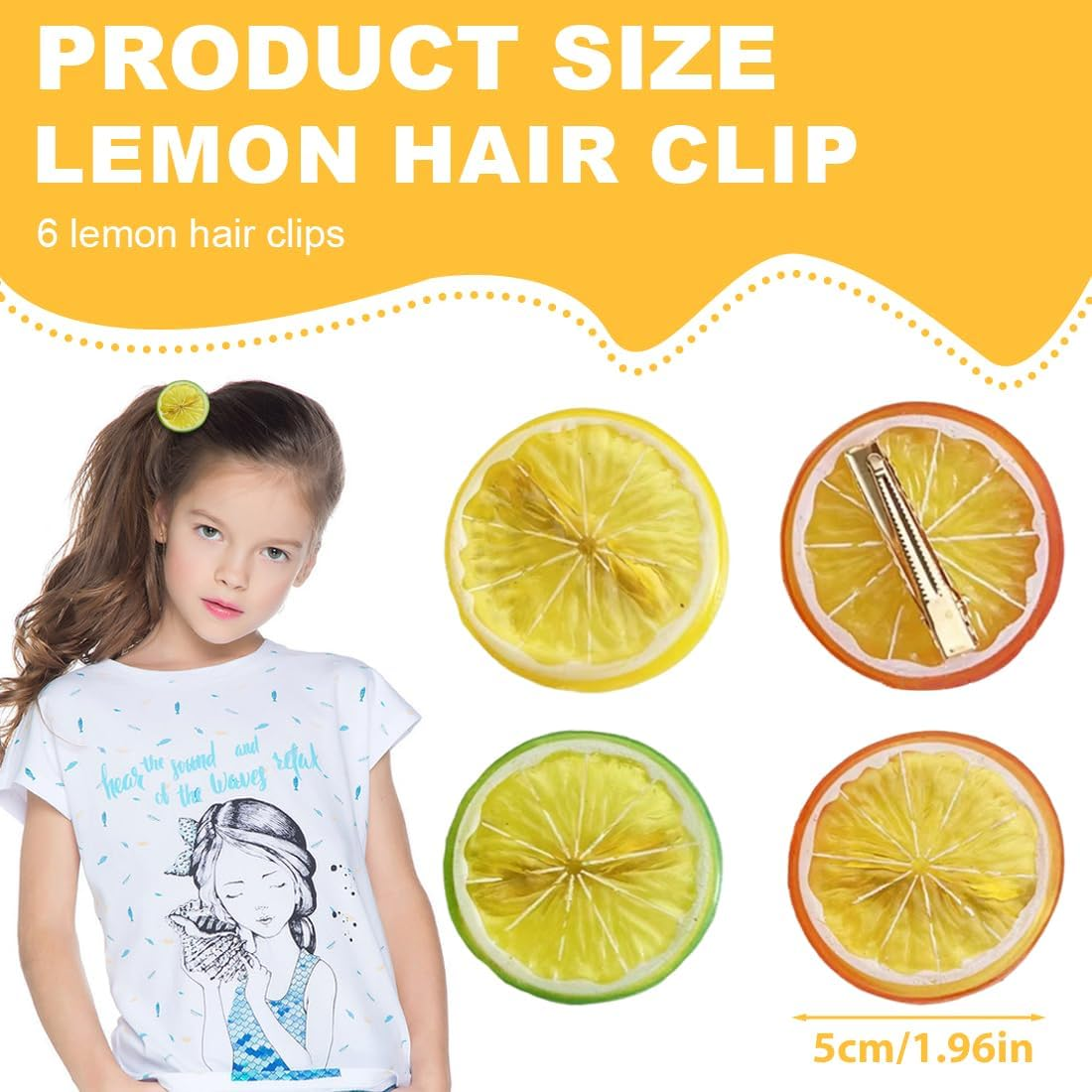 LQIOACU Hair Clips Yellow Hair Clips Girls Women Cute Fruit Hair Accessories for Carnival Party Pack of 6, Bronze, Medium image number 1