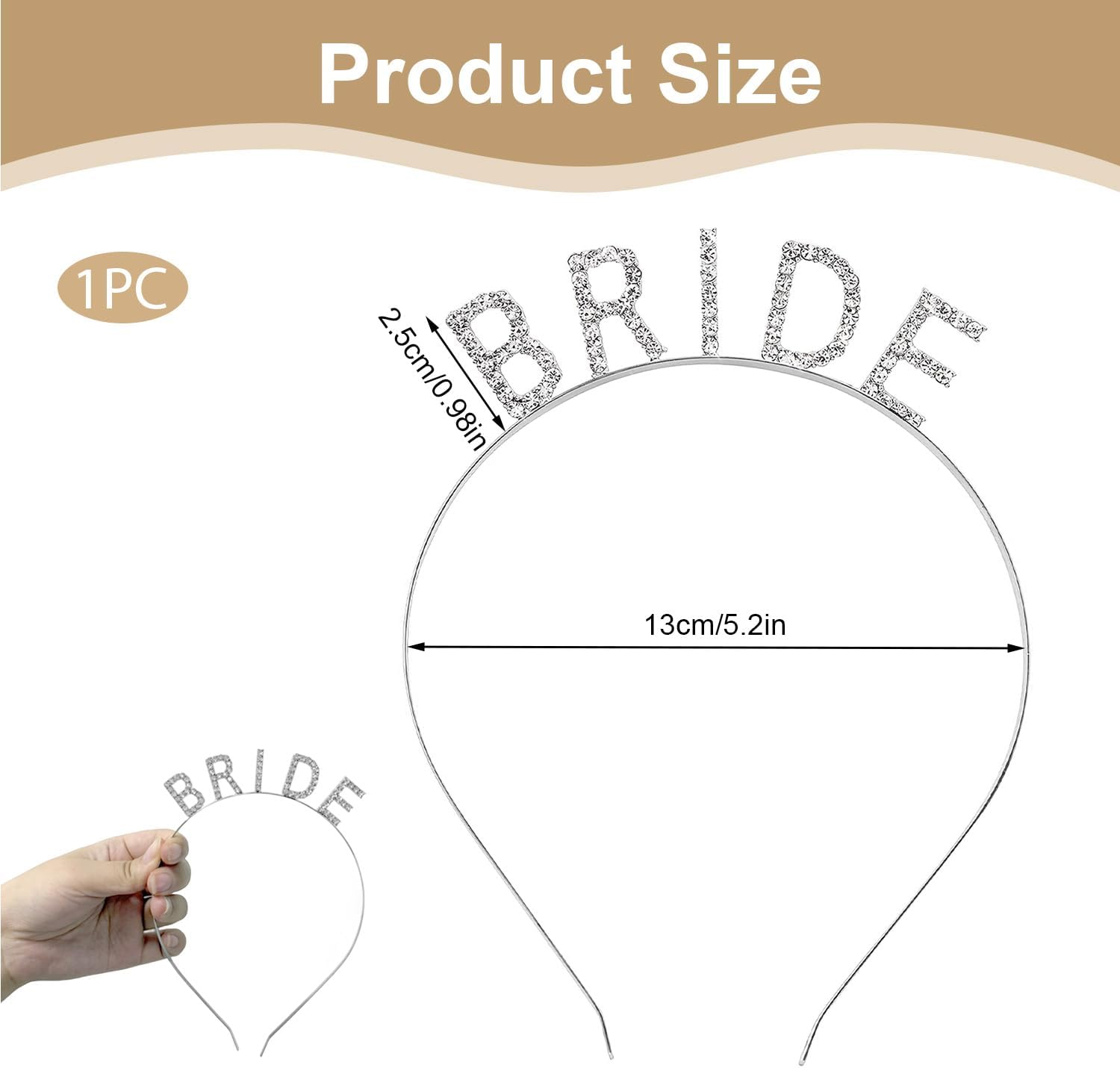 Elegant Bride Headband - Silver Bride to Be Headband with Rhinestones, Stylish Bridal Hair Accessories for Women for Wedding, Hen Party, Birthday or Bridal Shower image number 5