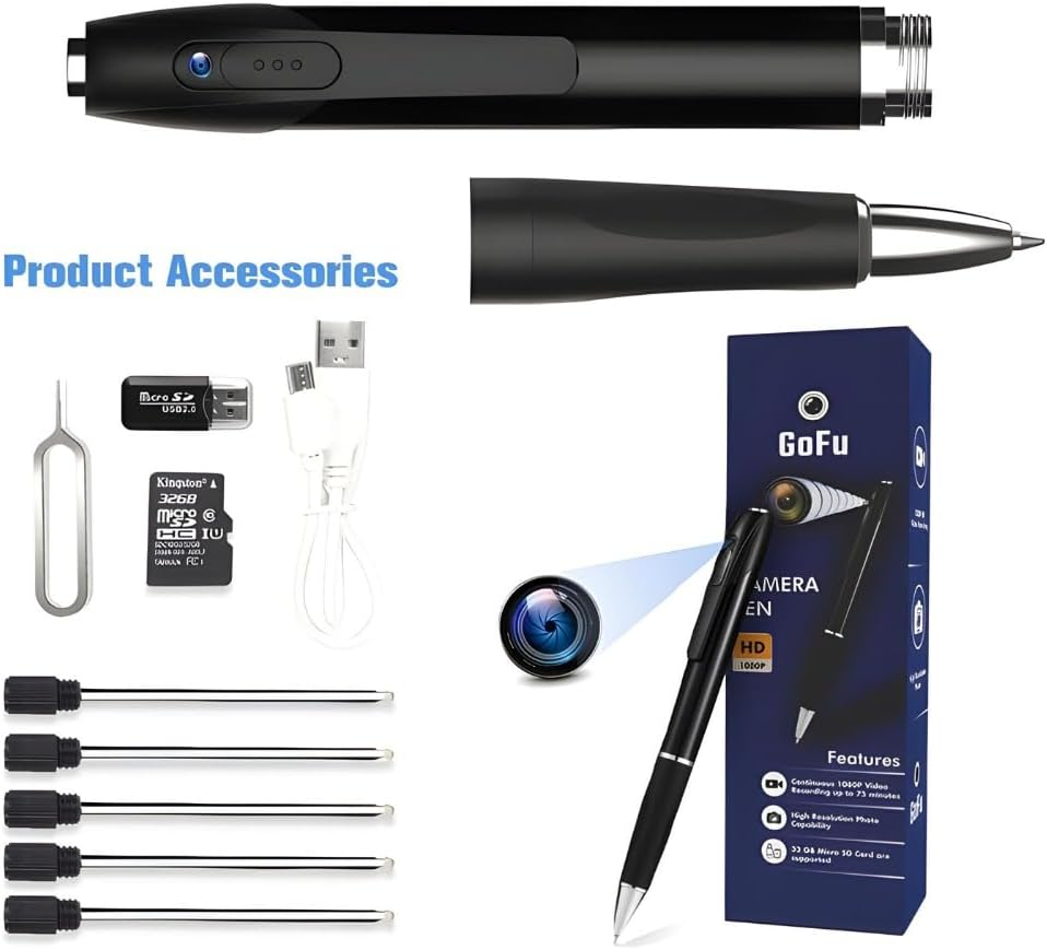 Gofu Hidden Spy Camera Pen, HD 1080P Mini Portable Black Secret Camera with 32GB Micro SD Card, Pocket Cam Recorder for Video & Photo & Audio Recording up to 75 Minutes image number 6
