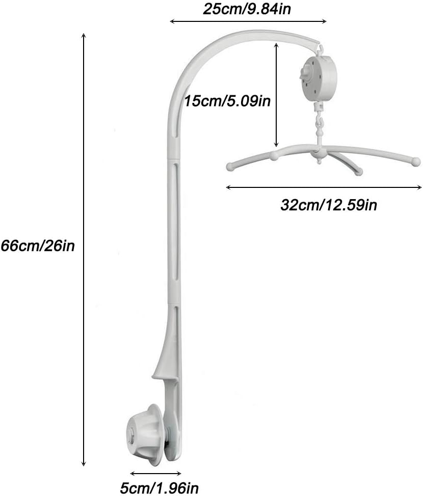AFUNTA 26 Inch Baby Crib Mobile Bed Bell Holder Music Box Holder Toy Decoration Hanging Arm Bracket Baby Bed Stent Set Nut Screw image number 5