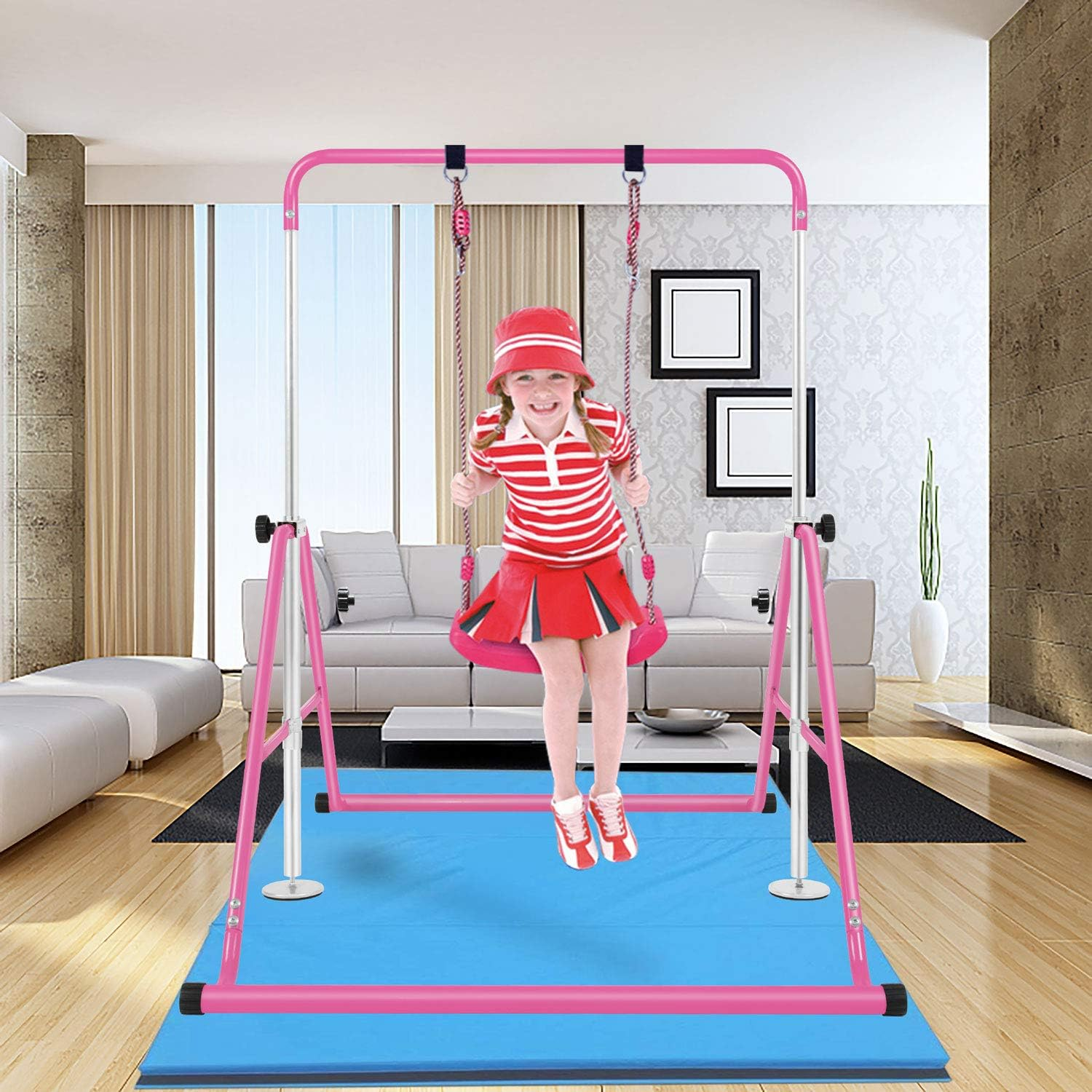 Bangtong&Li Gymnastics Bar for Kids Height Adjustable Horizontal Bar Folding Gymnastics Junior Training Bar for Home Gymnastics Equipment - Black image number 5