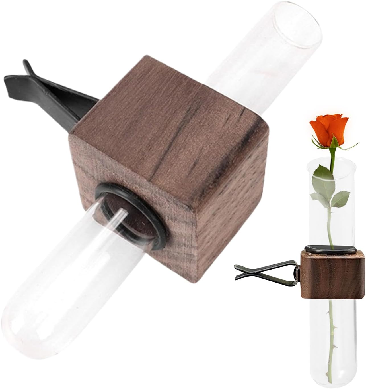 Air Vent Plant Vase | Car Flower Vase Mini Clip Plant Holder - Aesthetic Automotive Interior Wooden Decor for Women Mother Wife Girlfriend