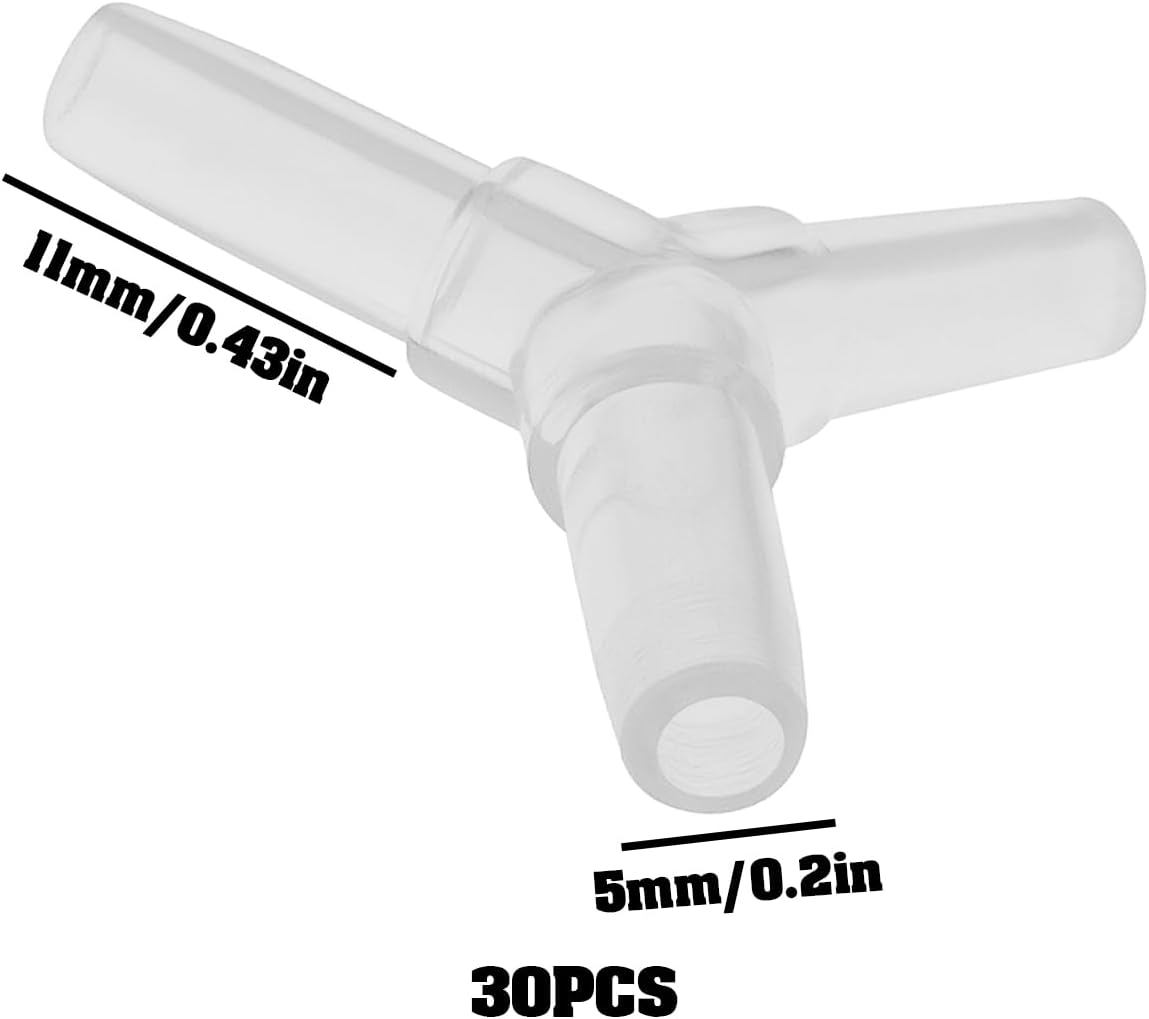 Emsea 30Pcs Y-Type 4Mm Aquarium Airline Connector Plastic Tube Splitter for Fish Tank Shrimp Tank Air Tube System Oxygen Pump Accessory image number 5