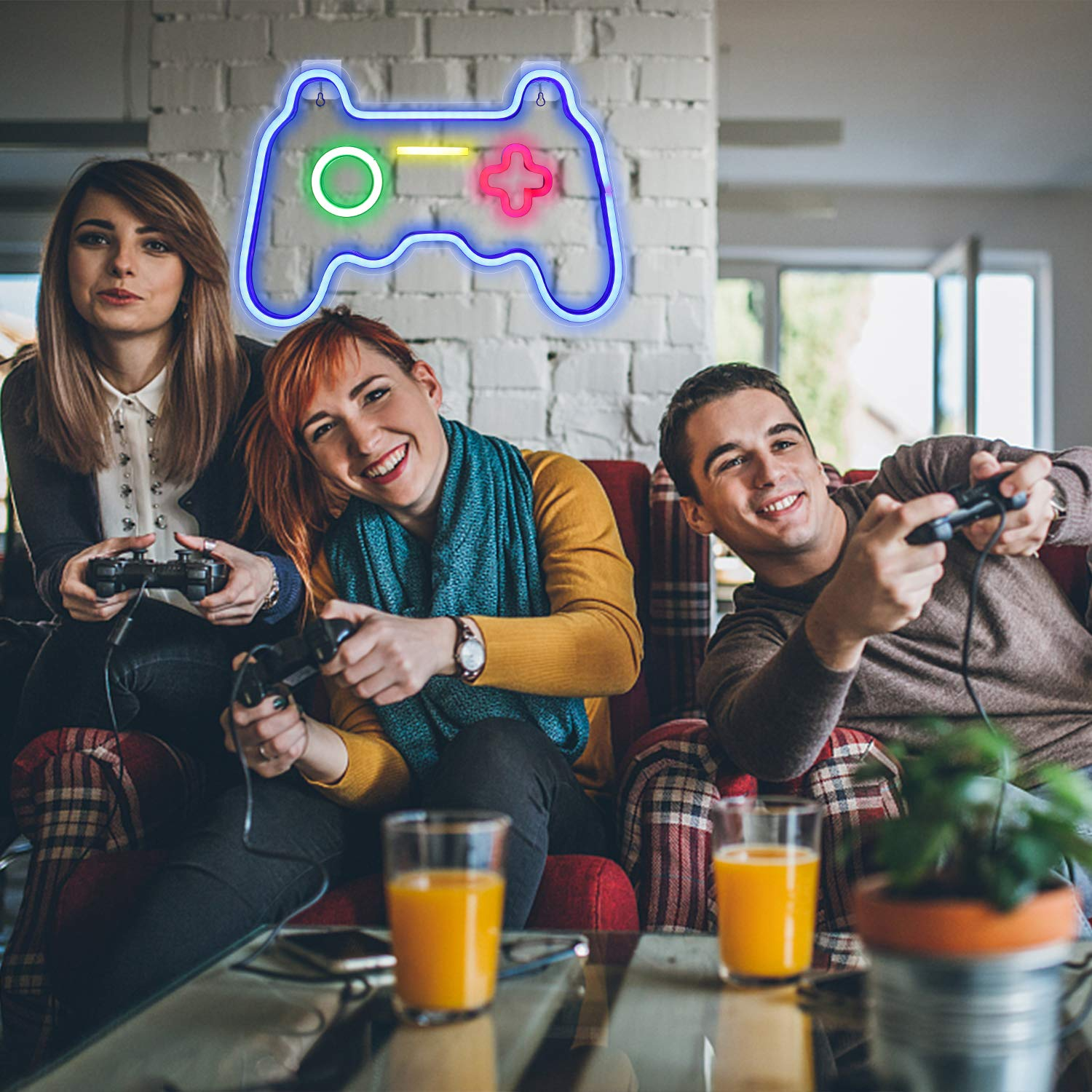 Ineonlife Game Shaped LED Neon Sign for Wall Decor - 16''X 11'' Gamepad Light for Bedroom, Children Gaming Zone, Party image number 2