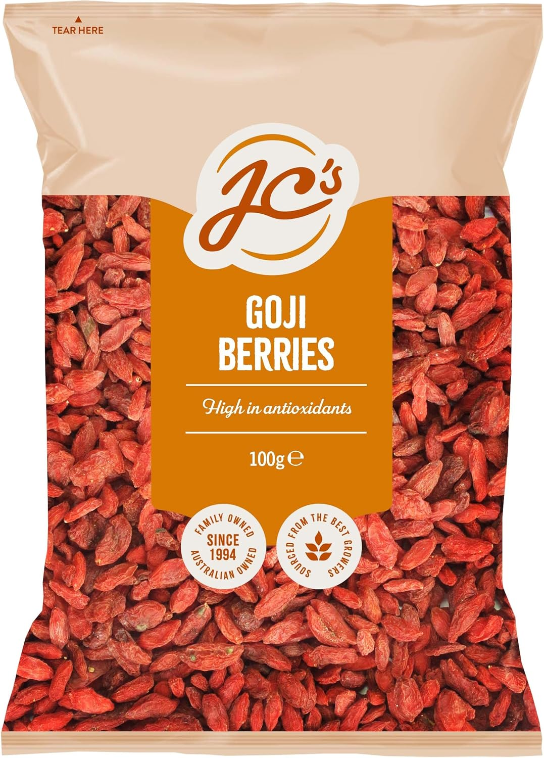 Jc&rsquo;S Goji Berries &ndash; 100G | Premium Sun Dried Superfood | Non-Gmo, Vegan, Rich in Antioxidants & Vitamin C