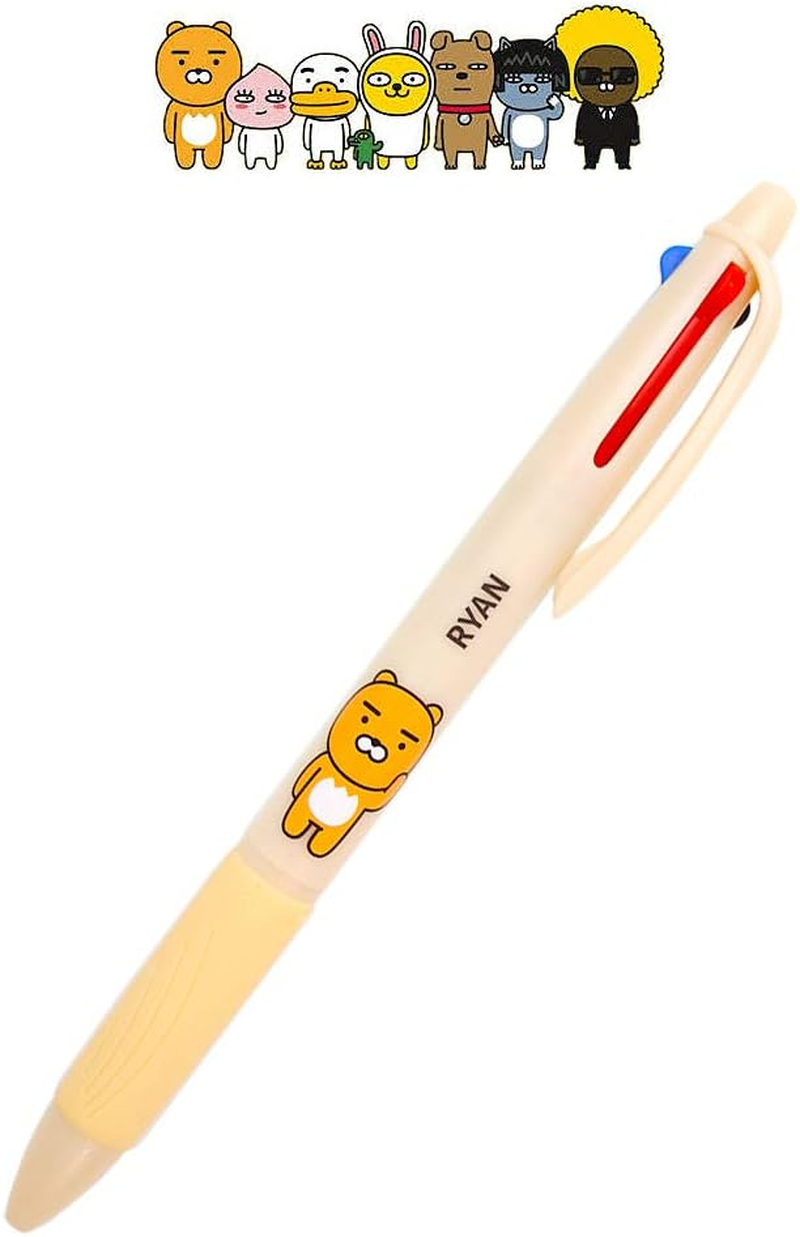 Kakaotalk Kakao Friends 3-In-1 0.7Mm Multicolor 3-Colors Ballpoint Pen with Pocket Clip : Ryan image number 1