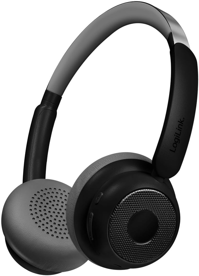 Logilink BT0072BR - BT 6.0 Aurasolo Headset with Additional 3.5 Mm AUX, Multifunction Control, 20 Hours Battery Life, Colour: Silver