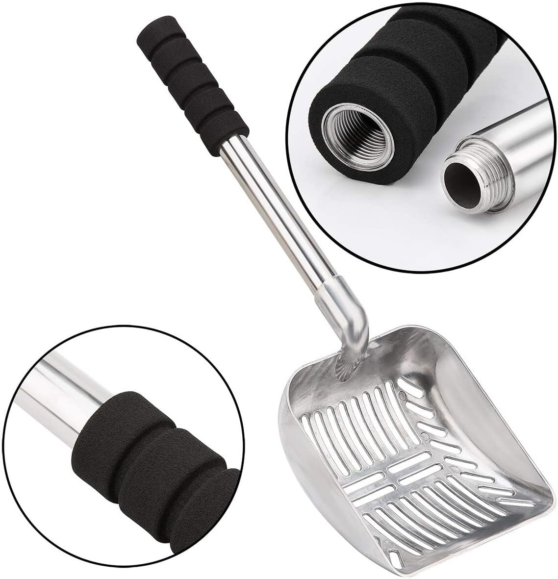 NCONCO Metal Cat Litter Scoop with Long Handle and Deep Scoop, Removable, Non-Stick, No Bending, Heavy Duty Cat Litter Strainer with Foam Padded Long Handle image number 3