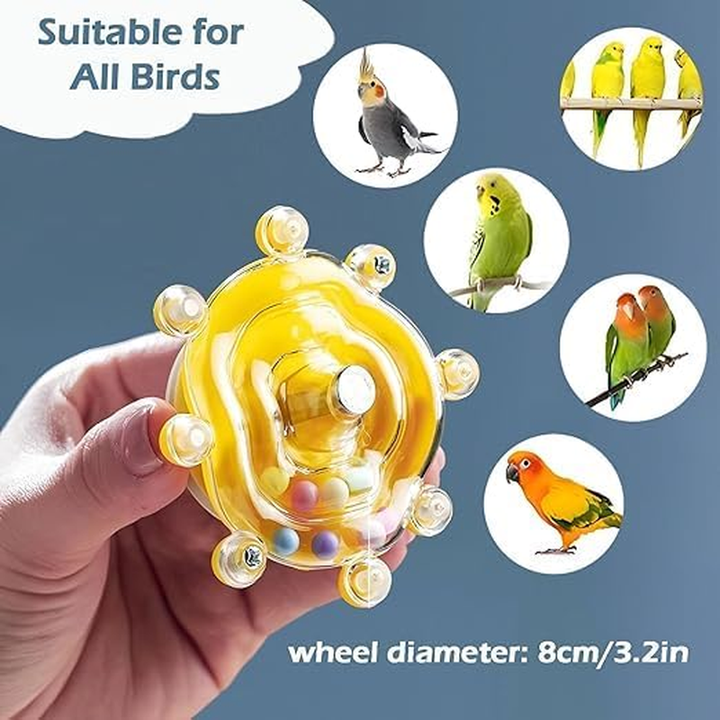 Fokmuaex 2 Pack Natural Wood Parrot Toys with Spinner Wheels - Interactive Bird Cage Accessories for Chewing, Exercise & Foraging, Colorful Spinning Rattles for Conures, Cockatiels, Parakeets image number 3