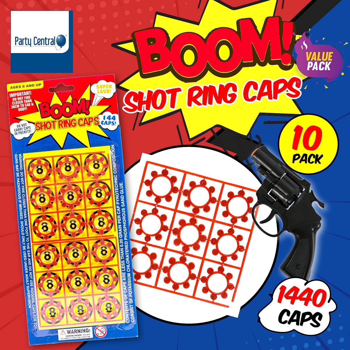 Party Central Shot Cap Ring 144-Piece Set for Toy image number 5