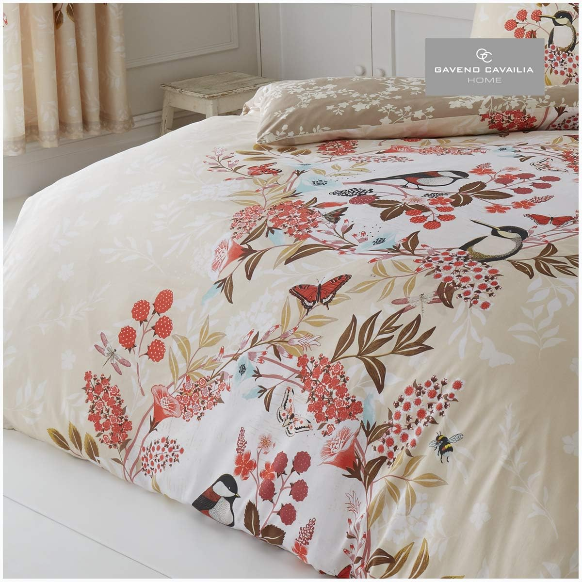 GC GAVENO CAVAILIA Luxury Printed Duvet Cover, Polycotton Reversible Bedding Quilt Set, Wisteria-Cream/Natural, Double image number 4