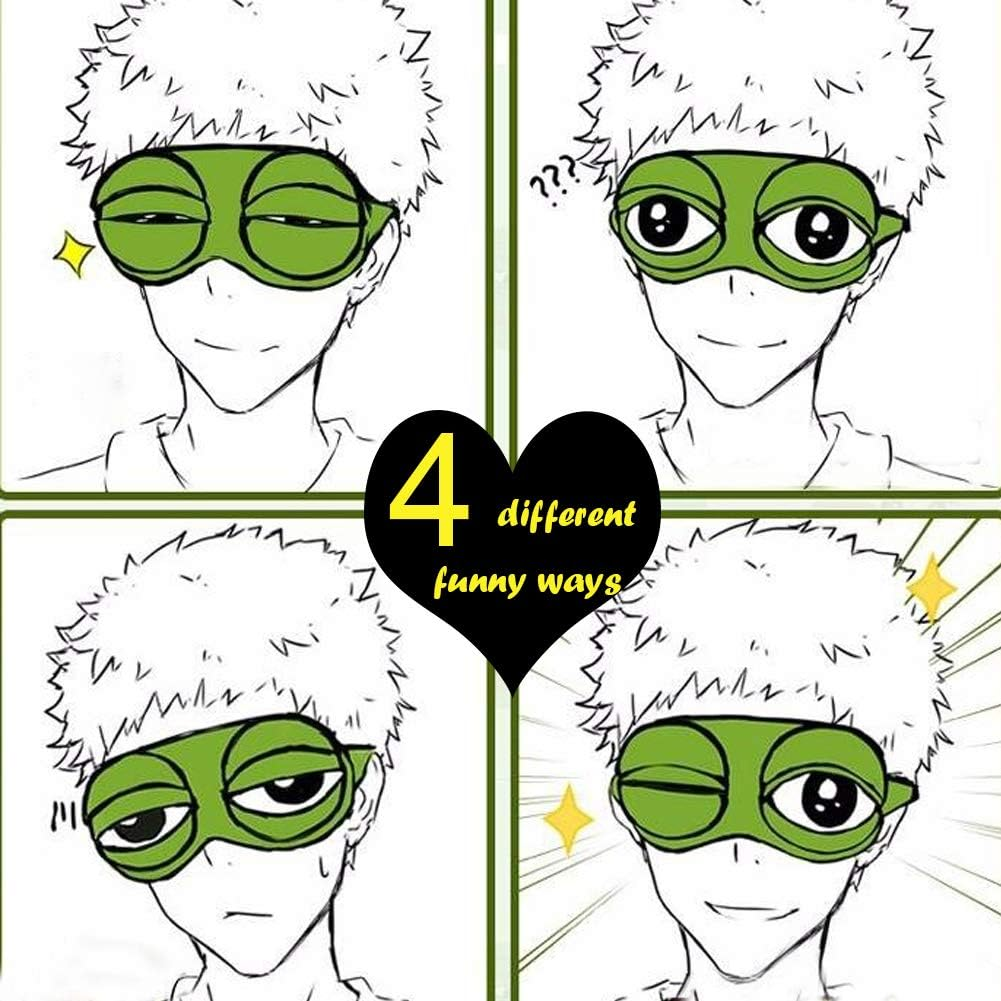 Shinywear Cute Rabbit Sleeping Eye Mask Plush Blindfold Travel Sleep Masks Super Soft Funny Eye Cover for Kids Girls and Adult (Green Frog) image number 6