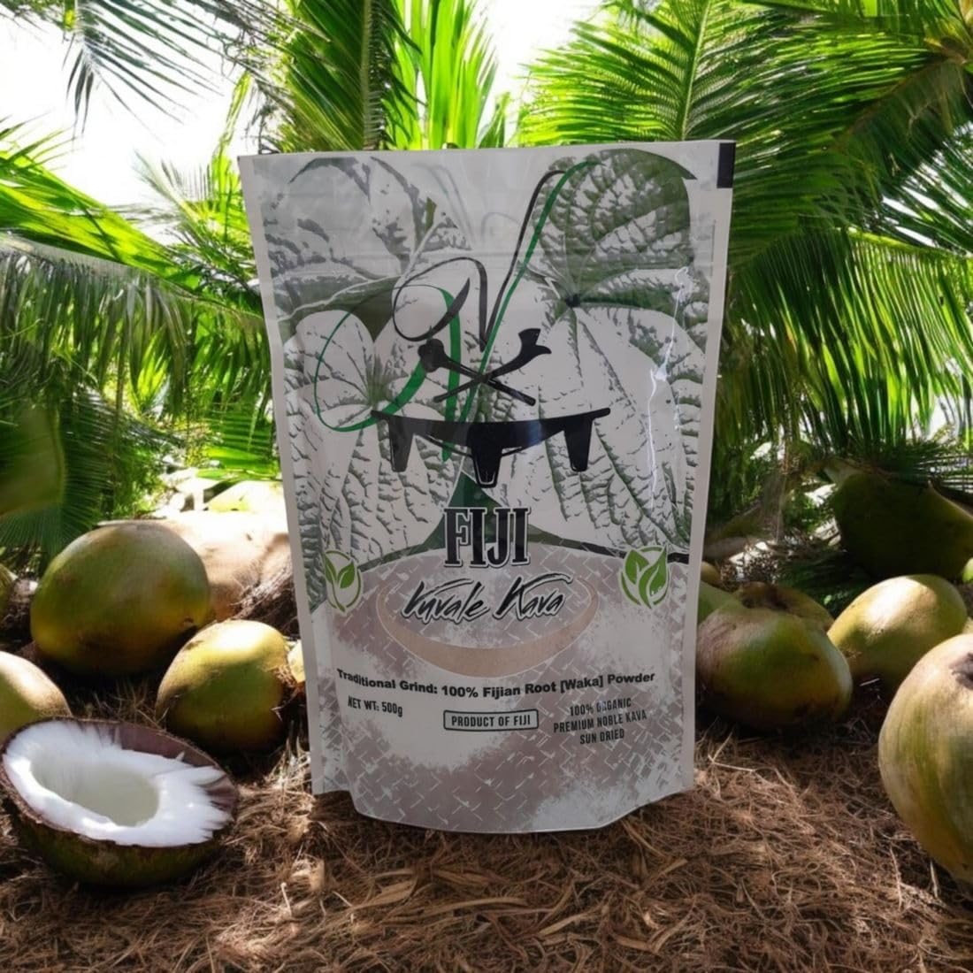 Fiji Vuvale Kava - Premium Noble Kava! Traditional Grind: 100% Organic, Fijian Root [Waka] Powder - 500G "Lab Tested Kava: Quality You Can Trust" image number 1