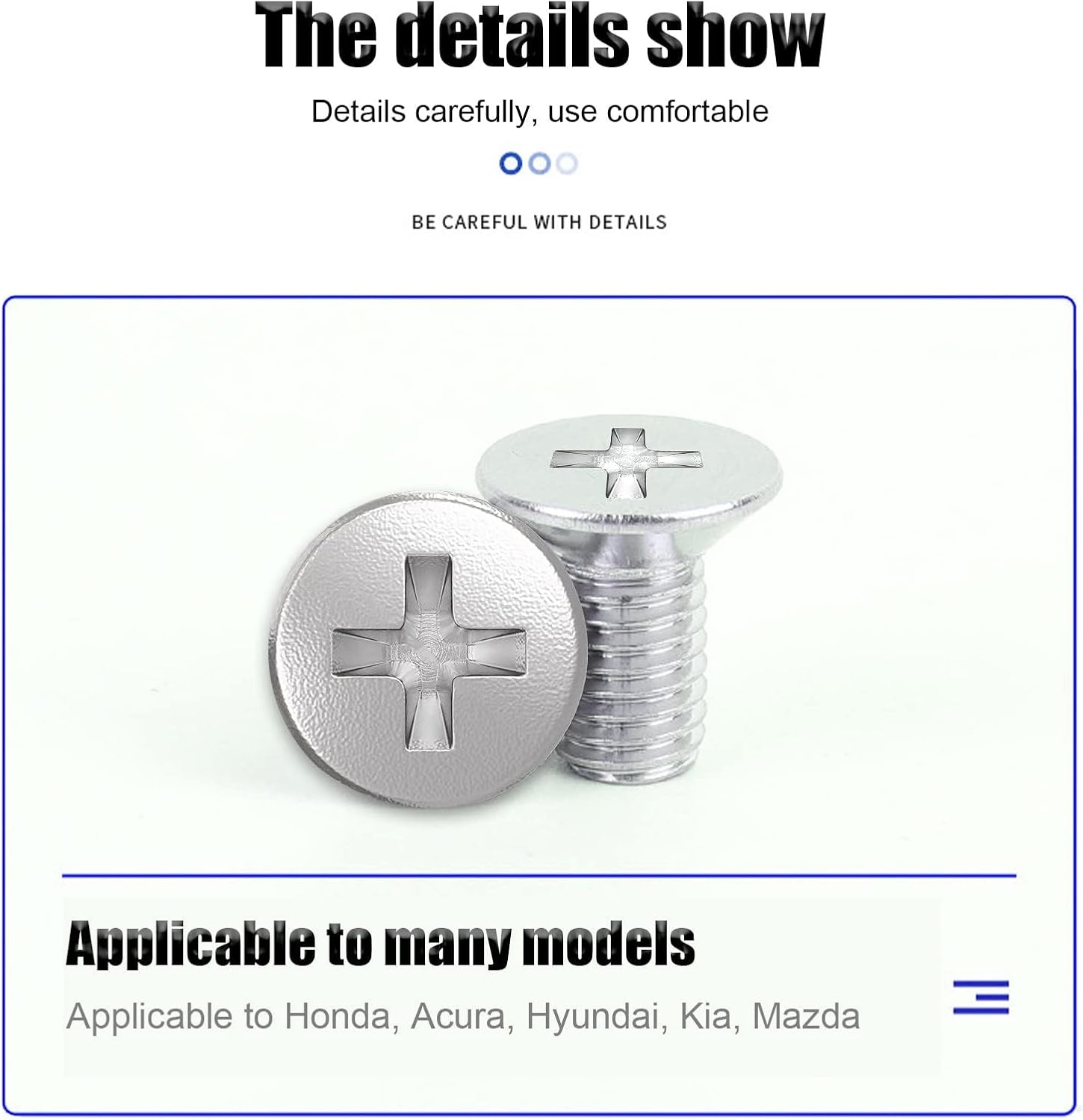 Braking Disc Rotor Screws, Front Rear Stainless Braking Set Screws Kit, Suitable for Honda Hyundai and Kia Models Best Alternative to Mazda (Silver) (4)