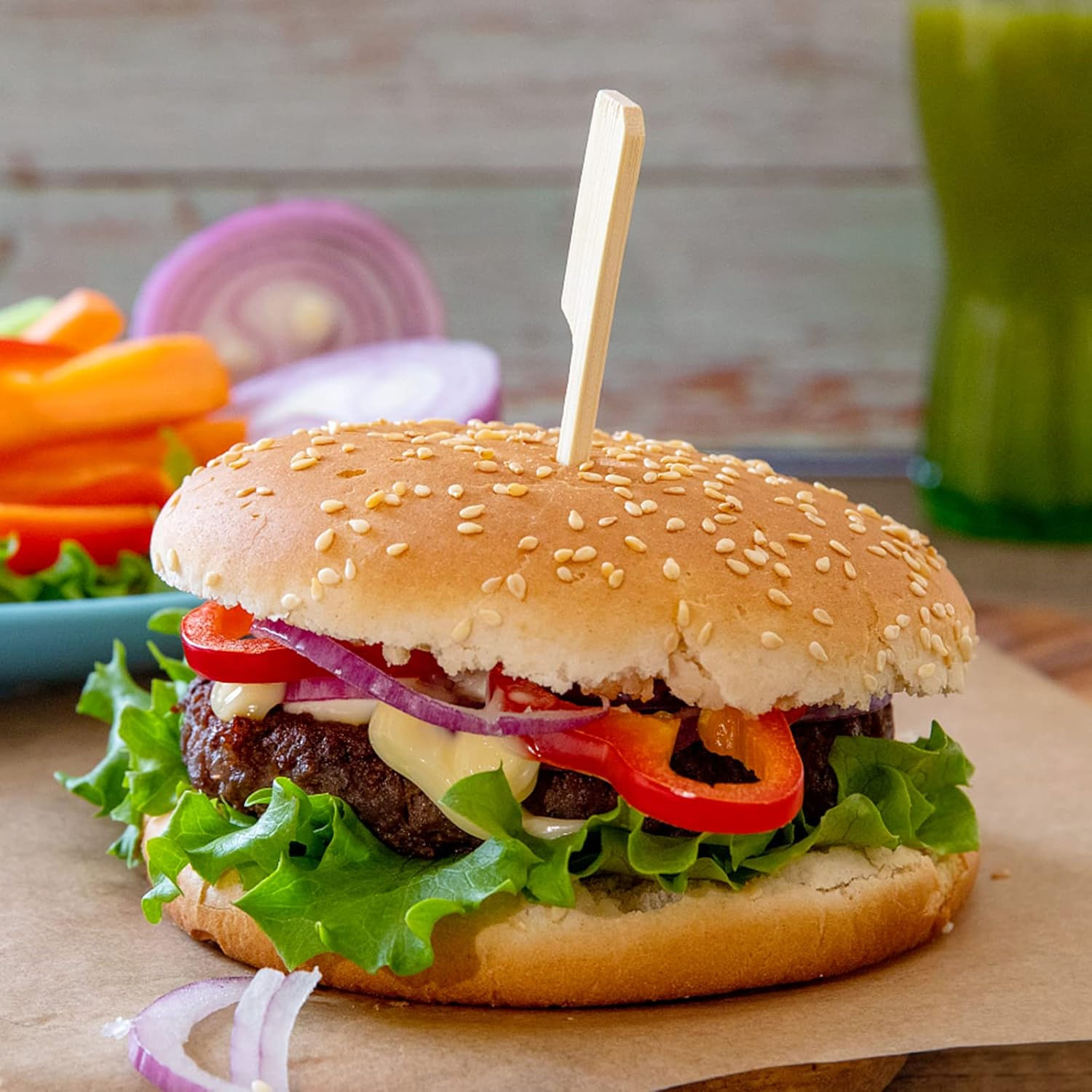 BLUE TOP 200Pcs Bamboo Paddle Picks, 3.5 Inch Sturdy Flat Skewers Food Appetizer Toothpicks for for Fruit, Grilling, Drink, BBQ, Barbecue, Yakitori Chicken, Fondue, Roasting,Cocktail, Marshmallow