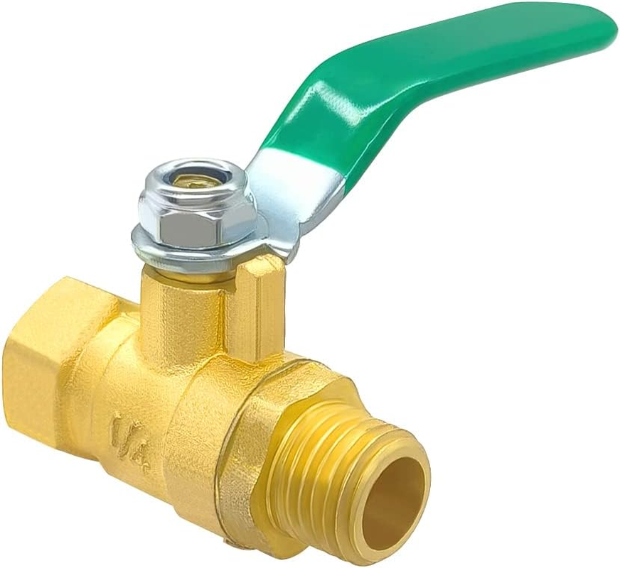 Hooshing 2PCS 1/4" Brass Ball Valve Shut off Switch Air Compressor Valve 1/4 Inch NPT Male and Female Pipe Fitting image number 5