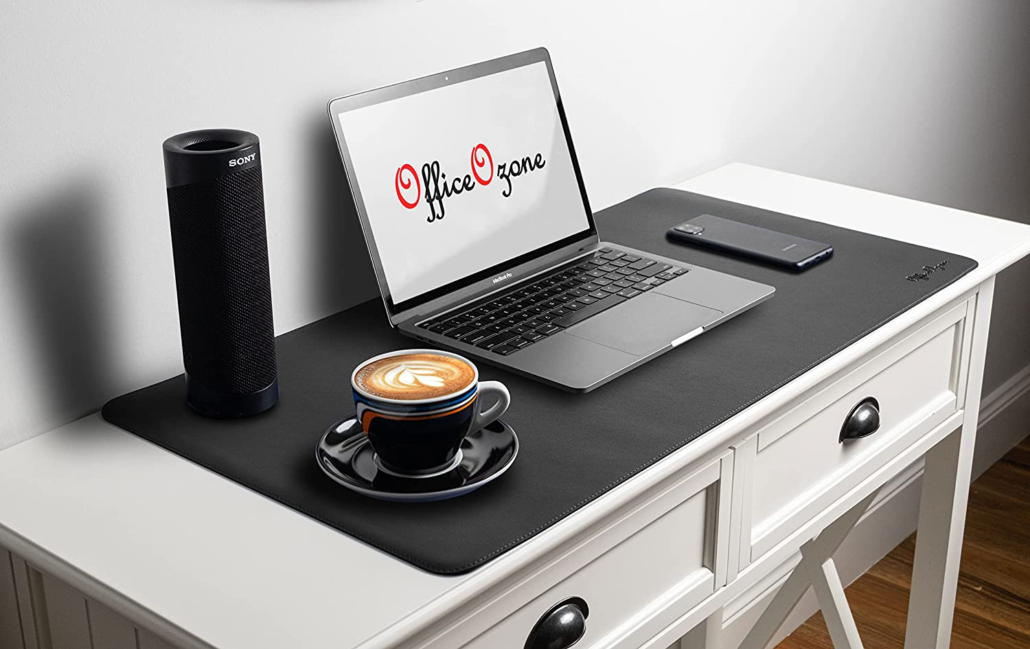 Officeozone Desk Mat with All-New Edge Stitch, Synthetic Leather, Non-Slip Suede Base, Black, 80Cm X 40Cm image number 2