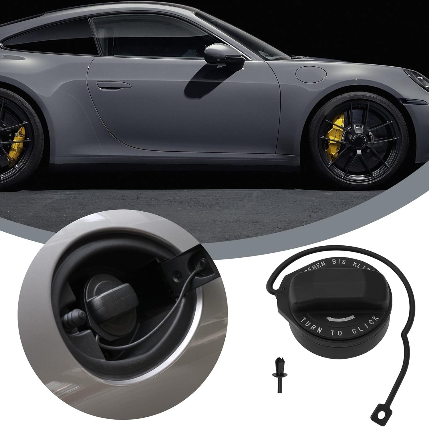 Car Fuel Tank Cap Gas Cap Fuel Cap Fuel Filler Petrol Cap Compatible with Porsche 986 Boxtser 987 Cayman 996 997, OEM 99620124103, 99950749940