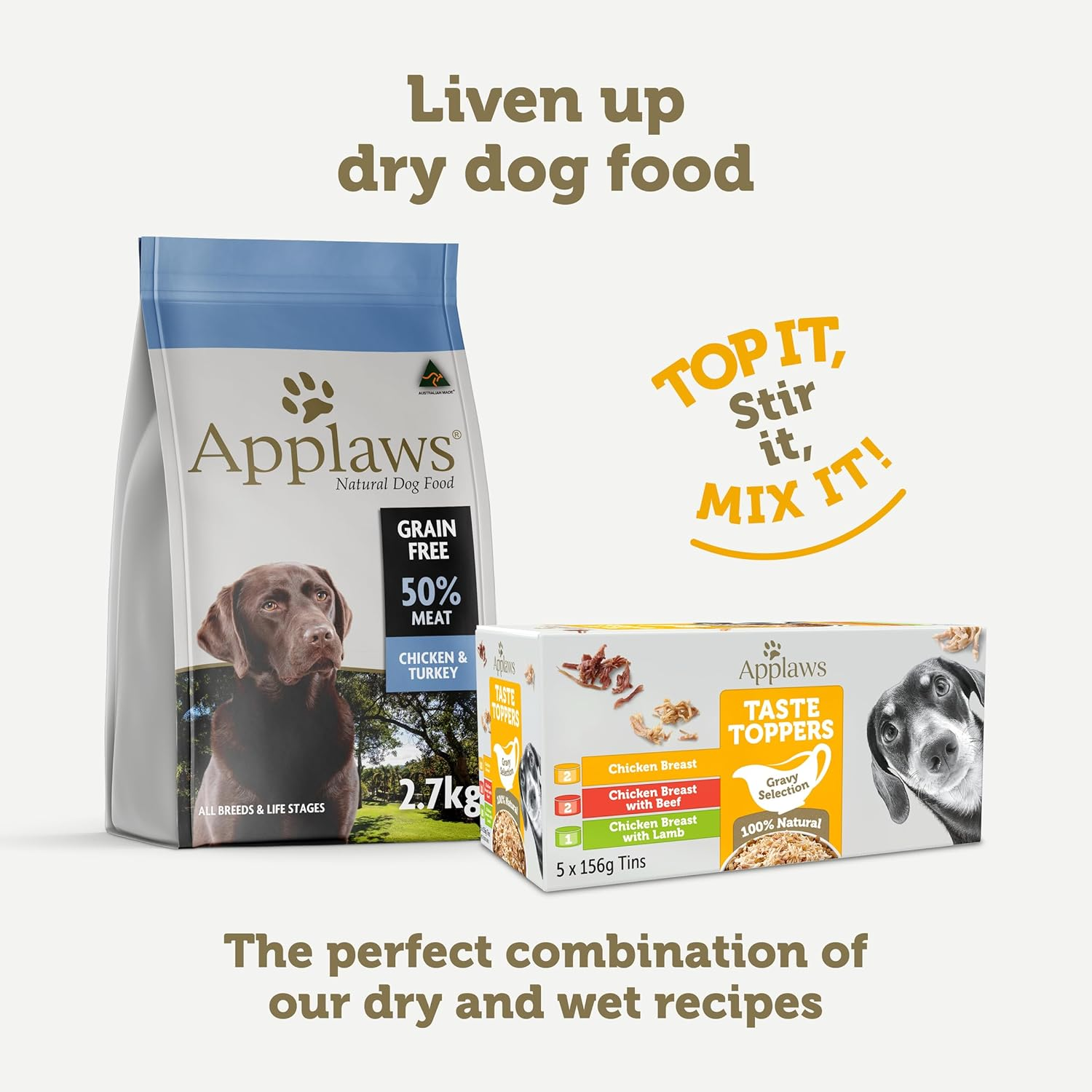 Applaws Taste Toppers 100% Natural Wet Dog Food Chicken Breast Gravy Selection Tin 156G (Pack of 5), Limited Ingredients Pet Food image number 3