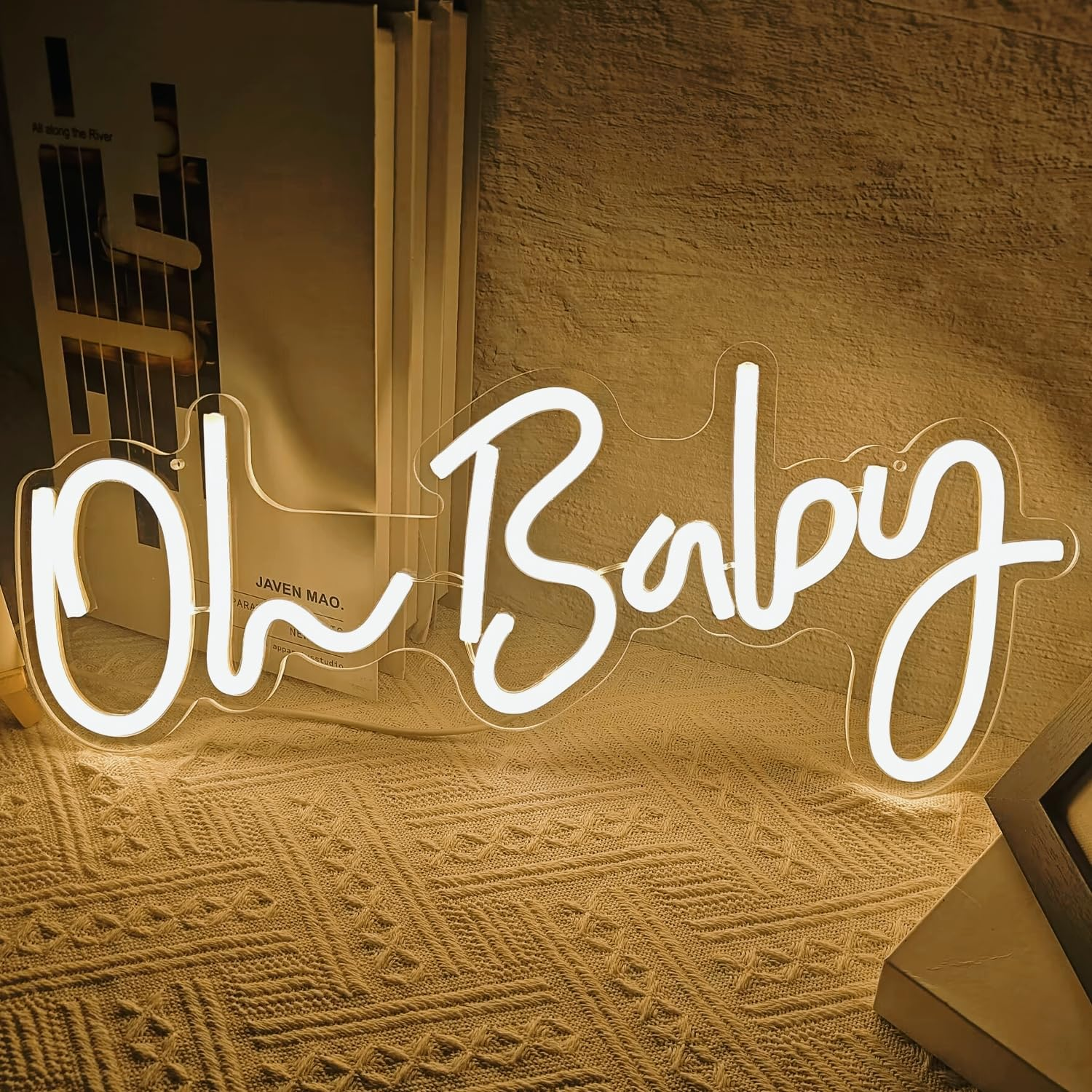 Vveikea Oh Baby Neon Sign Dimmable Neon Light Sign for Wall Decor Oh Babies Sign for Backdrop Led Sign for Baby Shower Wedding Birthday Gifts (16.5" X 7" Warm White) image number 1