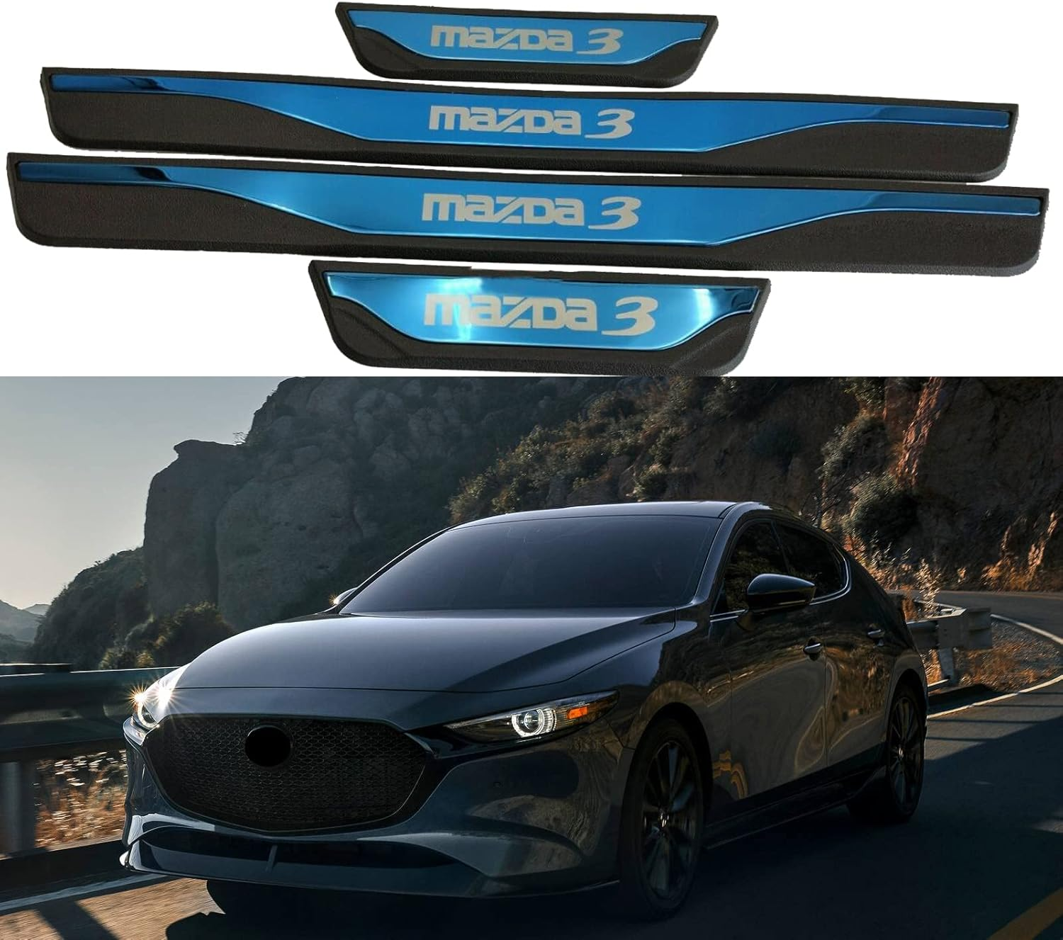 GZBFTDH Protection Door Sills Car Parts for Mazda 3 2015-2022 Auto Accessories Door Pedals Protector Stainless Steel Plastic Plate