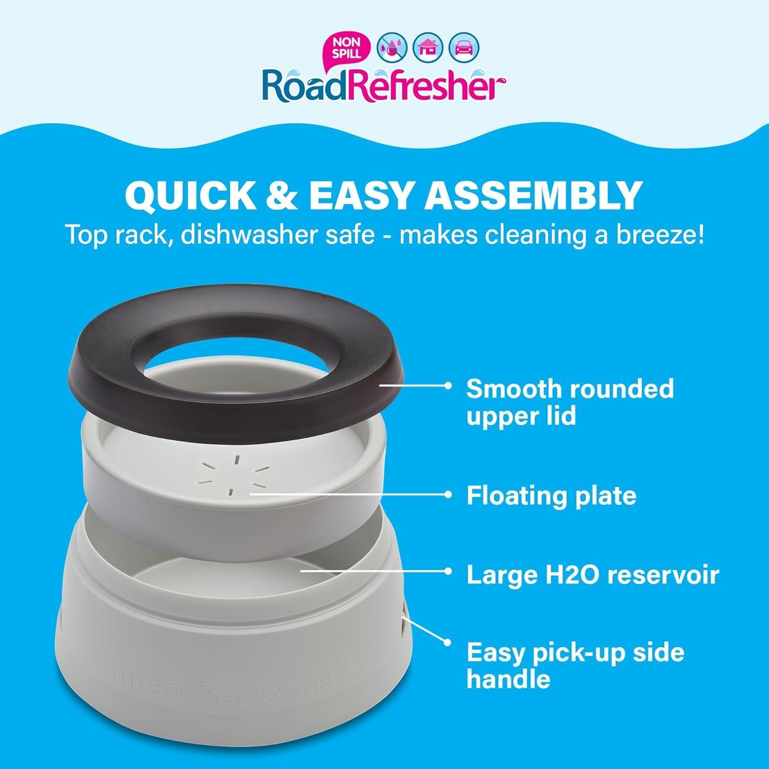 No Slobber, No Spill Dog Water Bowl | Eliminates Water Slobber from Even the Messiest Jowls, No More Wet Floors | Ideal for Home, Travel, Boat, RV | Size Small, Pewter Grey image number 3