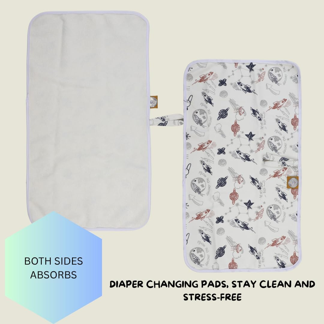 Set of 2 Baby Diaper Changing Pads (70X40 Cm) Portable and Reusable Changing Mats Newborn and Baby Underpad Mattress Protector for Baby Change Station and Travel 3 Layers Soft Cotton Waterproof PUL and Bamboo