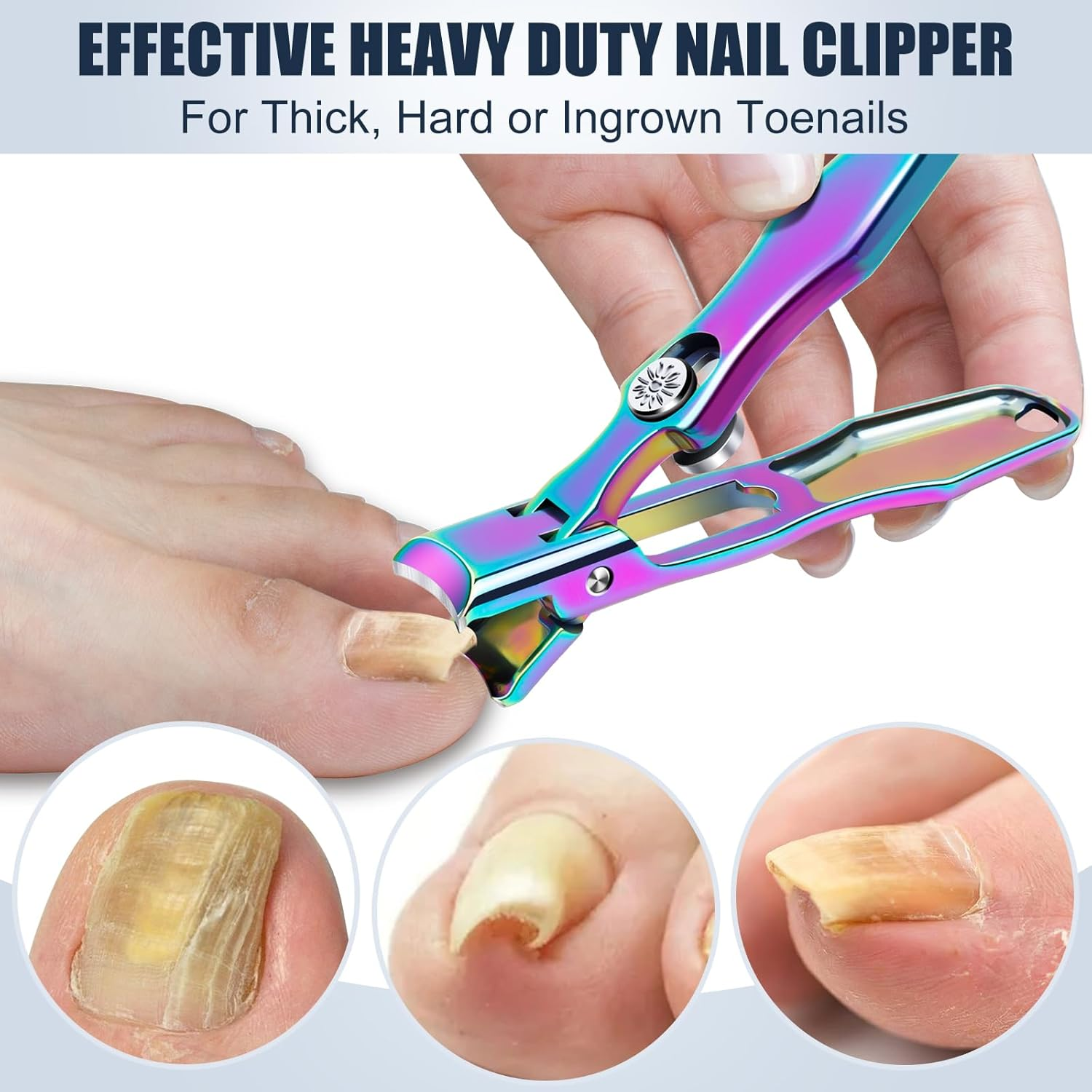 Stocking Stuffers for Men, Upgrade Colorful Wide Jaw Nail Clippers with Catcher - New Toenail Clippers for Men Seniors Thick Nail, Anti-Splash Ultra Sharp Christmas Xmas Presents Gifts for Adults image number 4