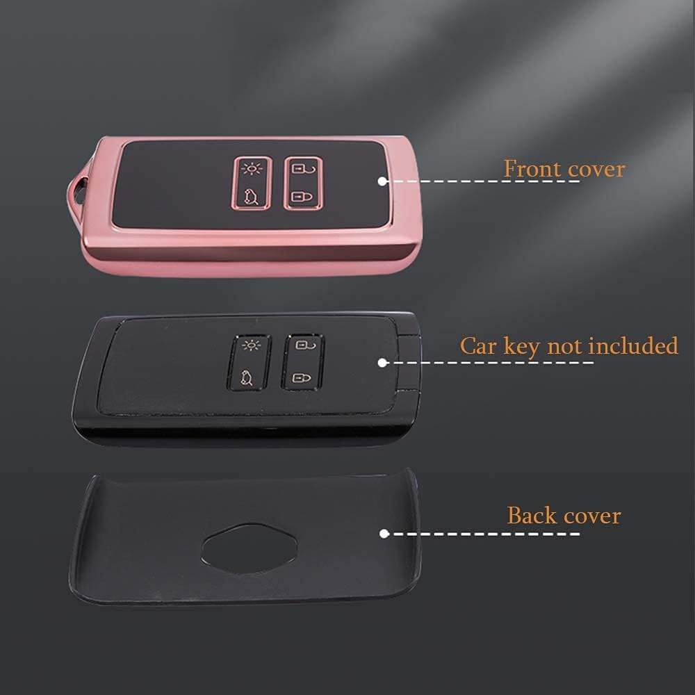 HIBEYO Key Fob Cover for Renault Kadjar Koleos Clio Scenic Megane Duster Sandero Captur Twingo 4 Button Key Shell Smart Key Cover for Renault Accessories-Blue - Gold Black image number 4