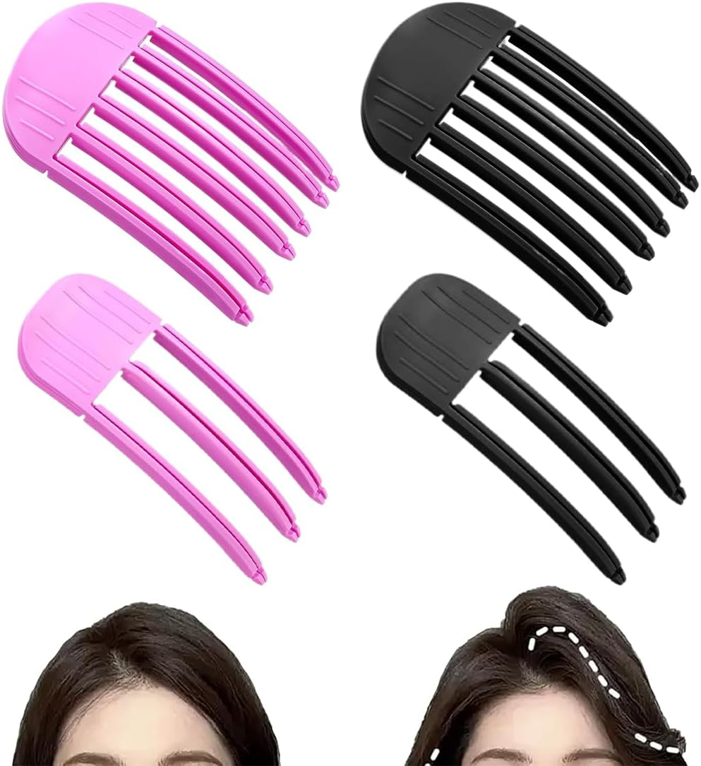 Pack of 4 Hair Clips for Styling, Hair Bangs Clip, Volume Hair Clips for Fluffy Bangs, Volume Clip for Hairline, Hair Root Lifting Clips for Men and Women (Rose Red + Black)