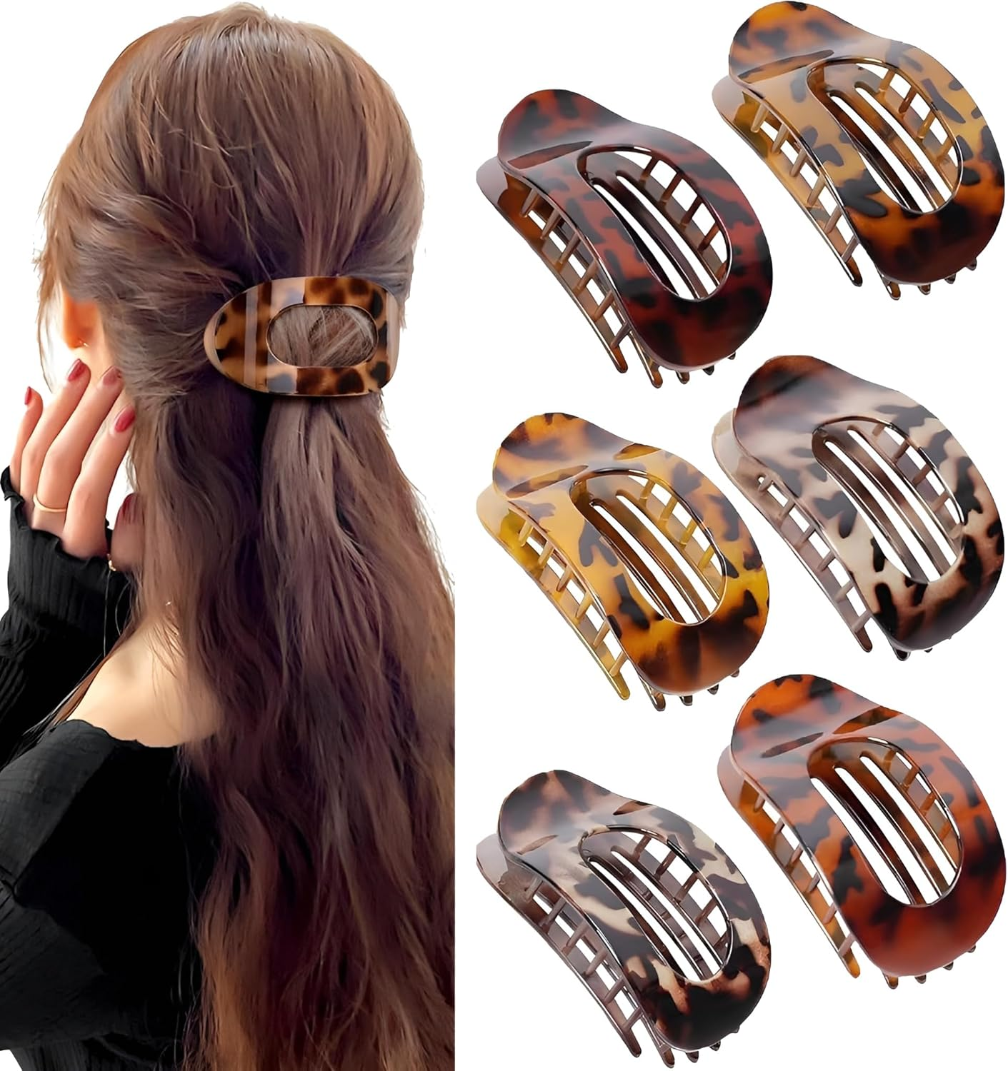 Pack of 6 Flat Hair Clips for Women, Hair Clip, Flat Claw Clip, Strong Hold Women'S Hair Clips, Hair Clip for Thick and Thin Hair image number 1