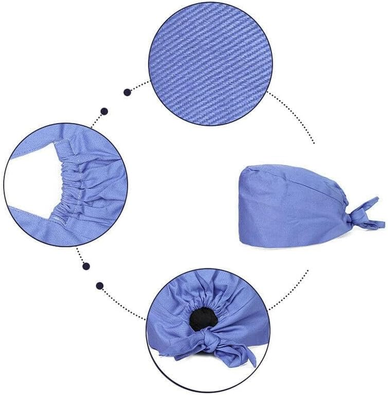 AIMALL 100% Cotton Surgical Scrub Cap Hat Unisex Surgerytheatre Doctor Nurses Solid - Adjustable Hat for Doctors, Nurses, and Theatre Staff - Durable & Breathable - Blue image number 3