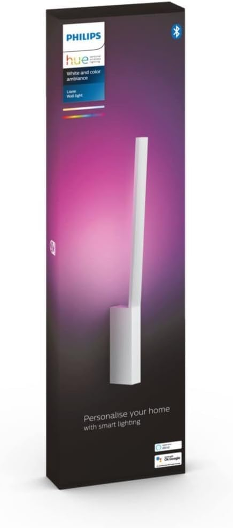 Philips Hue White & Col. Amb. Liana LED Wall Light, White, Dimmable, 16 Million Colours, Controllable via App, Compatible with Amazon Alexa (Echo, Echo Dot) image number 5