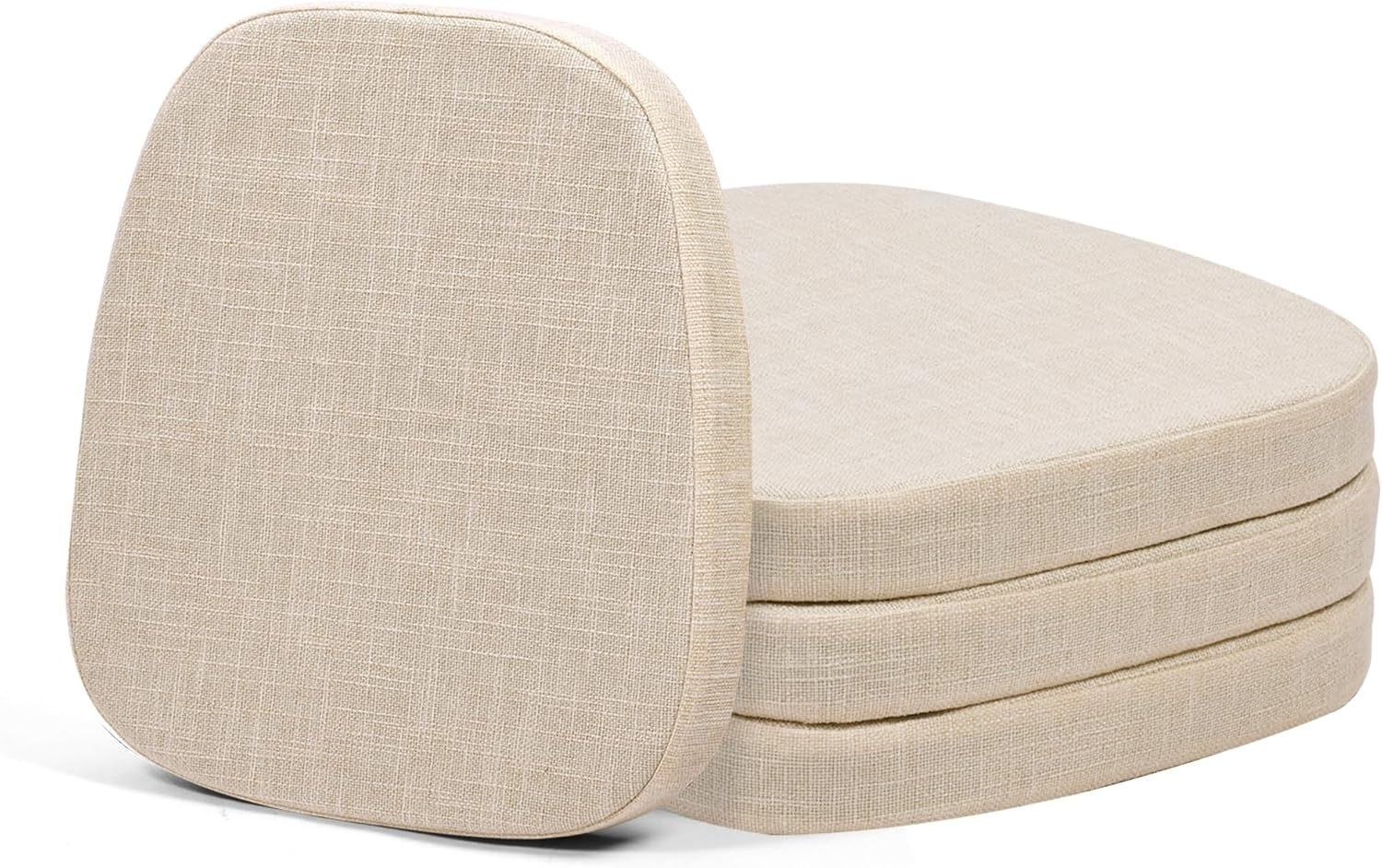 Baibu 14X14 Inches Metal Chairs Cushions with Ties Set of 4, Non-Slip Metal Dining Chair Pads Kitchen Chair Cushions with Machine Washable Cover - 4 Cushions Only (Beige, 14X14X1.5In) image number 5