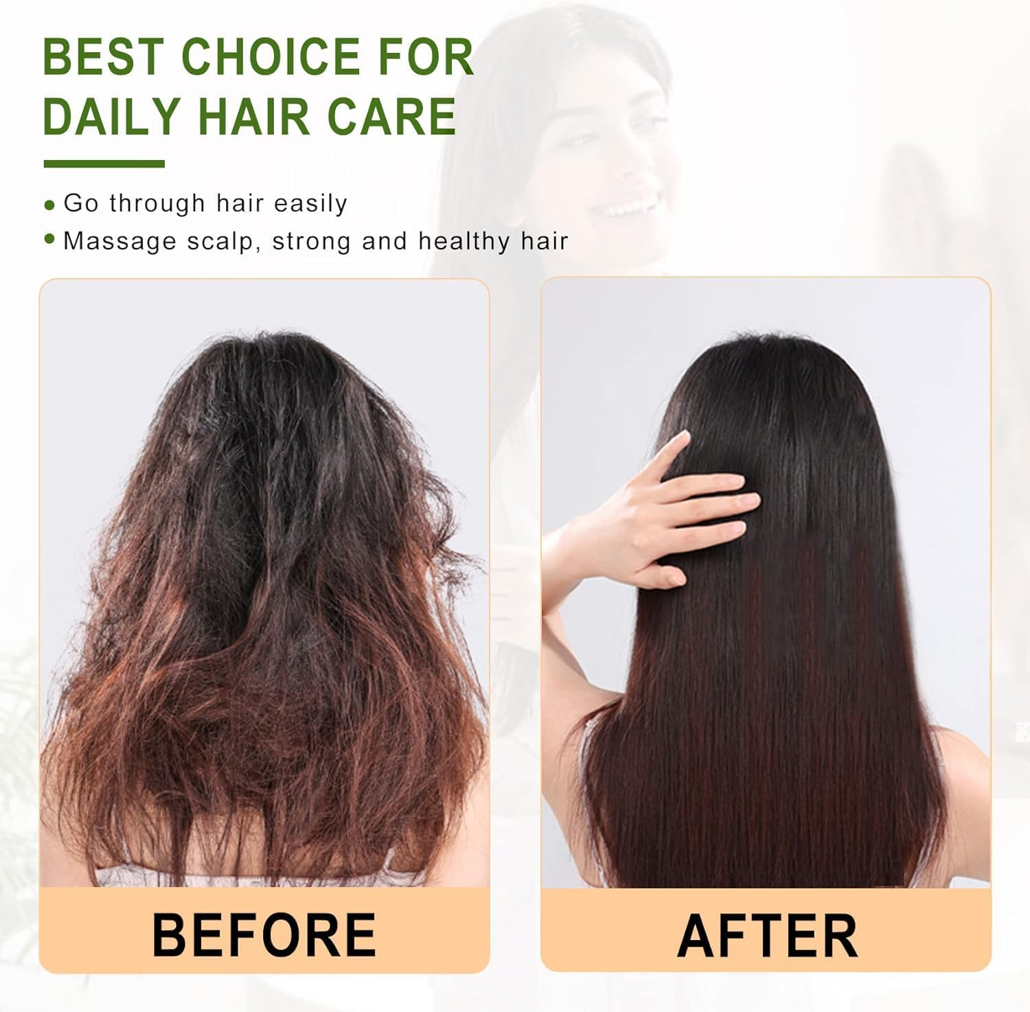 Havvo Hair Brush, Natural Bamboo Paddle Detangling Hairbrush, Massage Scalp Thick/Thin/Curly/Dry Hair for Women & Men Yellow image number 3