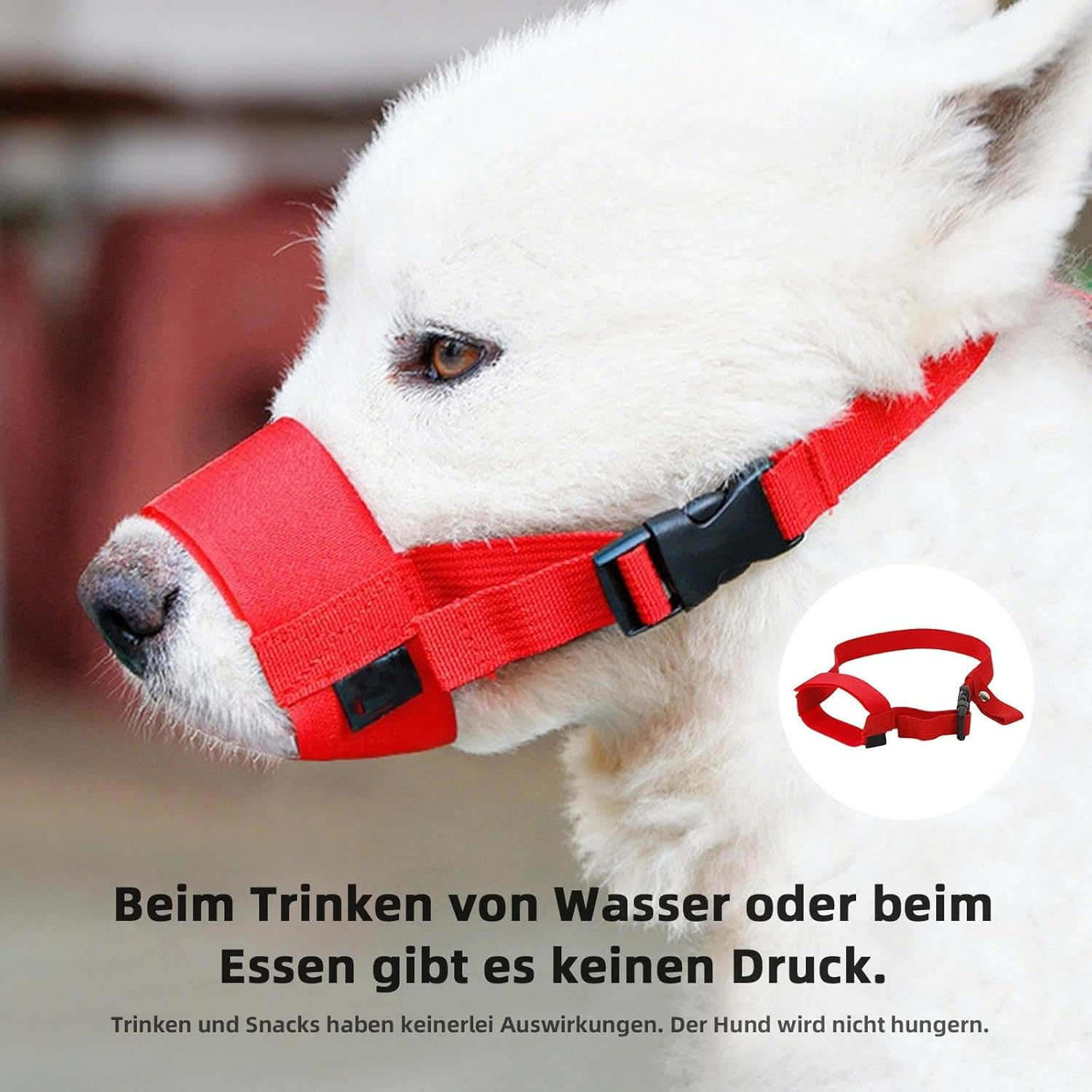 Adjustable Nylon Muzzle for Short Snouts, anti Bark Mouth Cover for Small Medium Large Dogs (S, Red) image number 2