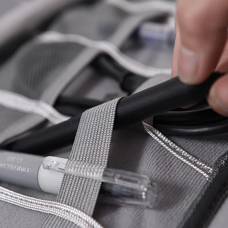 AIMALL Portable Cable Organizer Bag, Multi-Functional Travel Storage Case for Charger, USB, Electronic Accessories, with Adjustable Dividers, Zipper Closure, 7 Colours - Black image number 3