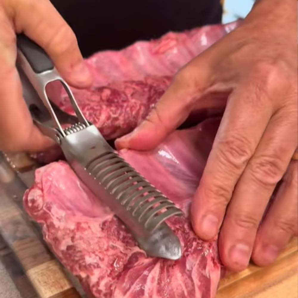 BBQ Rib Skinner, Rib Prep Pro, Pro Rib Prep Tool Membrane Remover Stainless Steel Tool, Rib Membrane Removal Tool, for Perfect Ribs, Ultimate Grilling BBQ Enthusiasts & Grill Masters image number 2