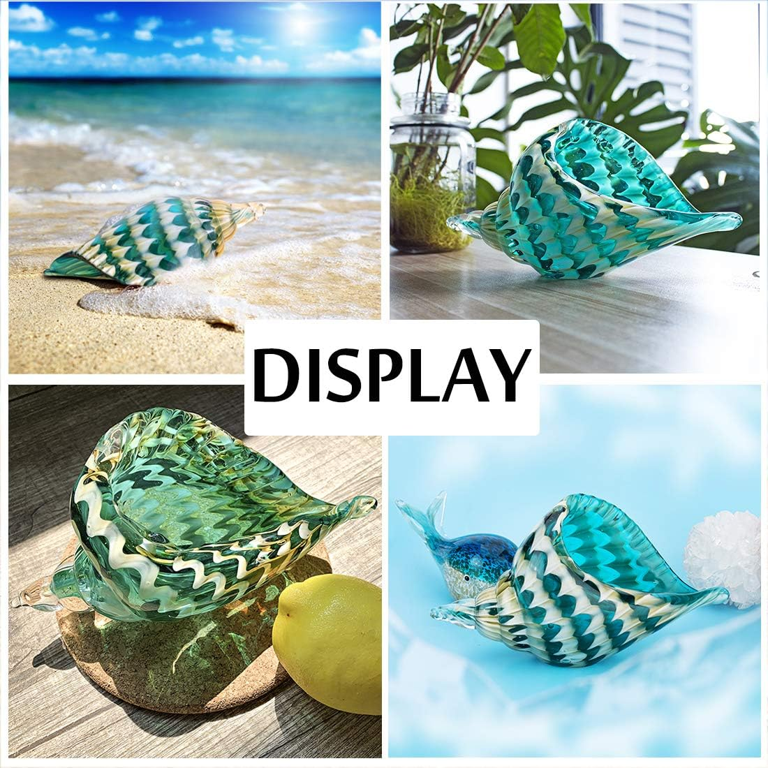 Qf Hand Blown Seashell, Beautiful Home Decor, Handmade Glass Art, Glass Conch image number 5