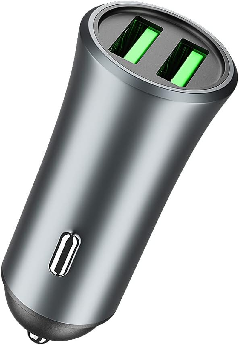 Danyee Car Charger Adapter 【2PACK】 Dual USB Car Charger, 5V 2.4A Cigarette Lighter Adapter Compatible with IP 16/15/14/13/12/11/SE/XR/X/XS, SM S24/S23/S22/S21/S20, Pixel 8/7/6 (2USB 5V-2.4A) - 54W Fast Car Charger【 Pd36W + Qc3.0 】 image number 5