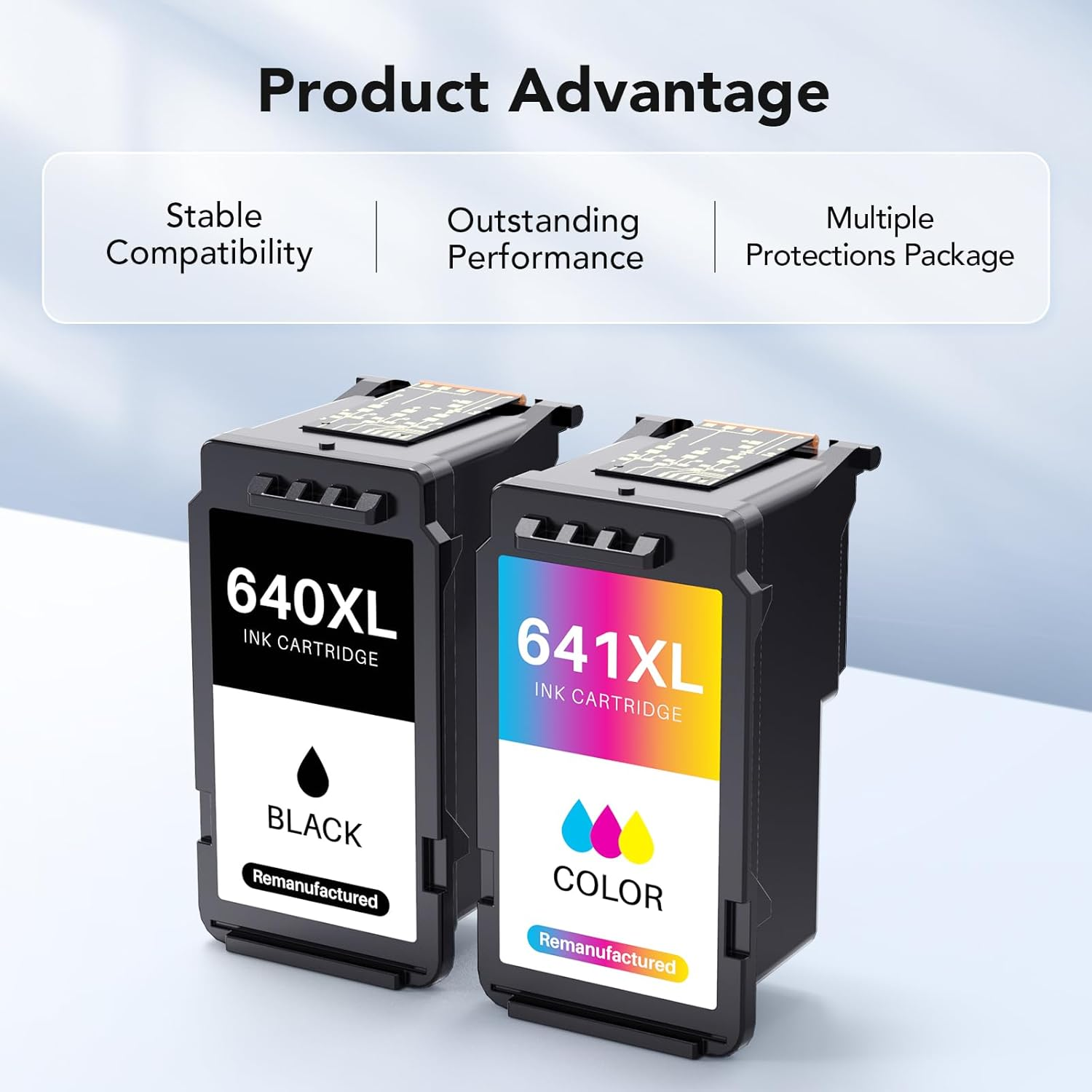 Colorfly Remanufactured 640 XL 641 XL Ink Cartridges Replacement for Canon 640XL 641XL Combo Pack Pg640Xl Black Cl641Xl Color Works for Pixma MG3660 TS5160 MG2260 MG2160 MG3160 (1 Black 1 Color)