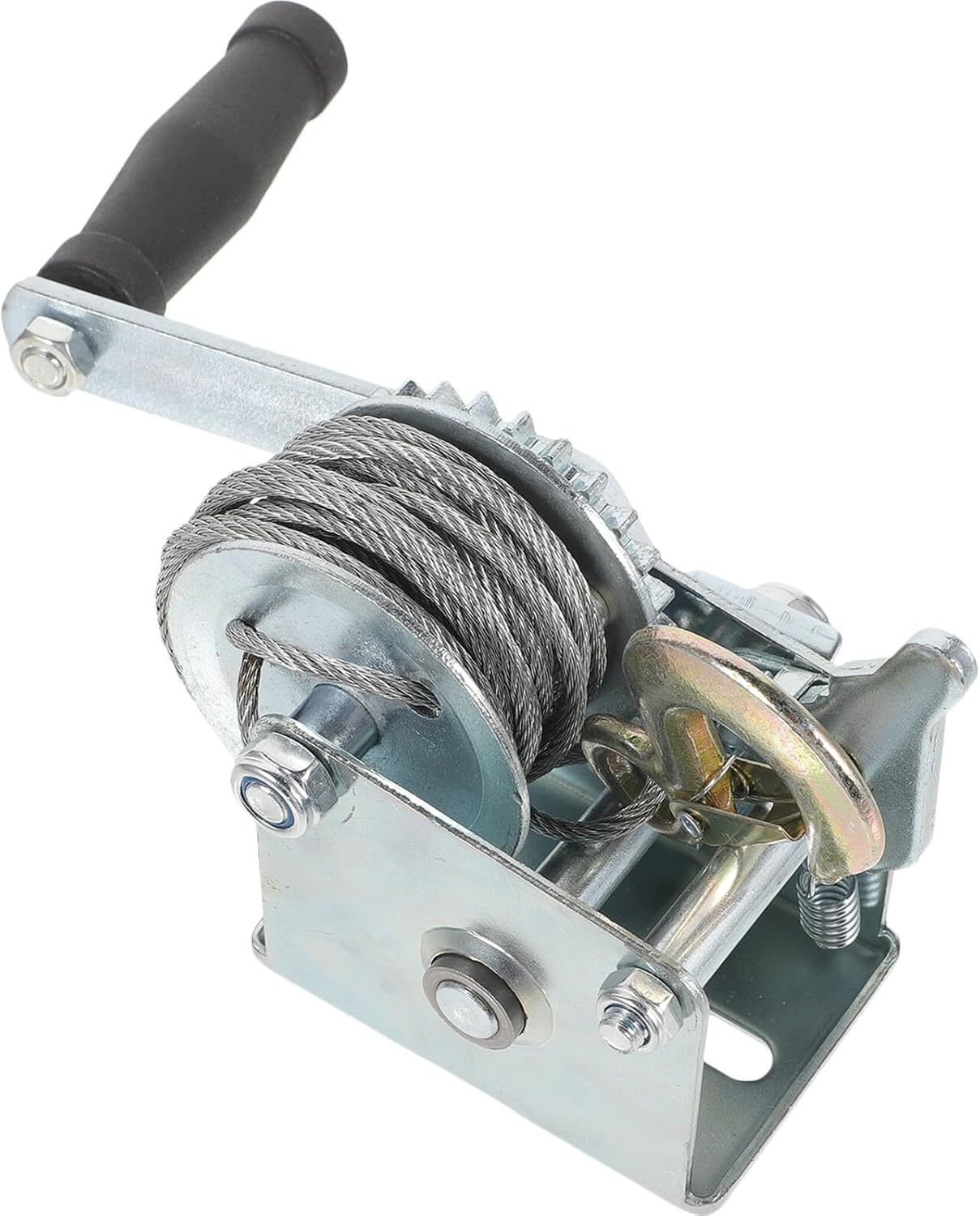 Cabilock Hand Crank Trailer Winch with Steel Cable Compact Portable Mini Manual Winch with Comfortable Grip Handle for Boat ATV Towing and Lifting Tasks image number 6