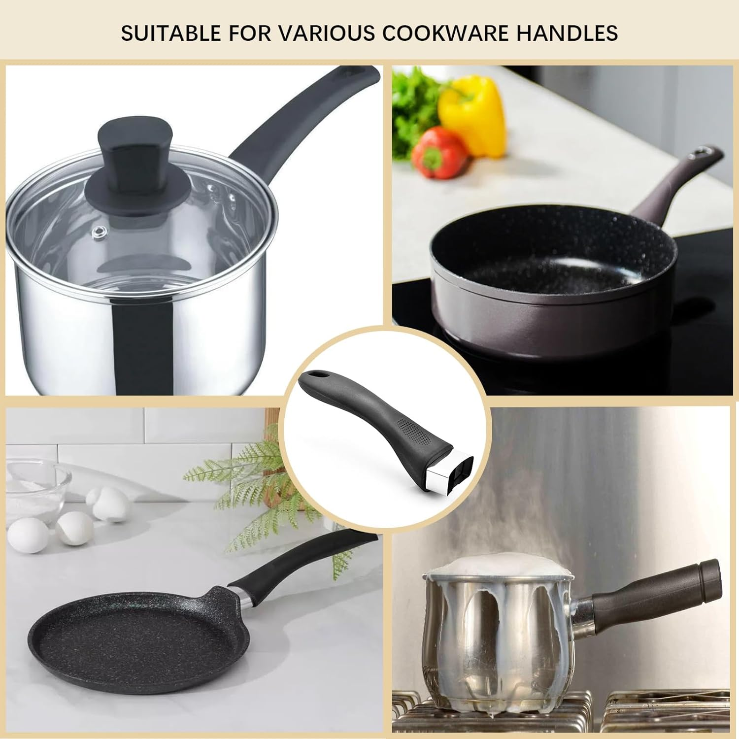 Pot Handle，Pot Handles Replacement Scald-Proof Long Handle Replacement Removable Handles with Screw for Pots and Pans Kitchen Craft Cookware image number 1