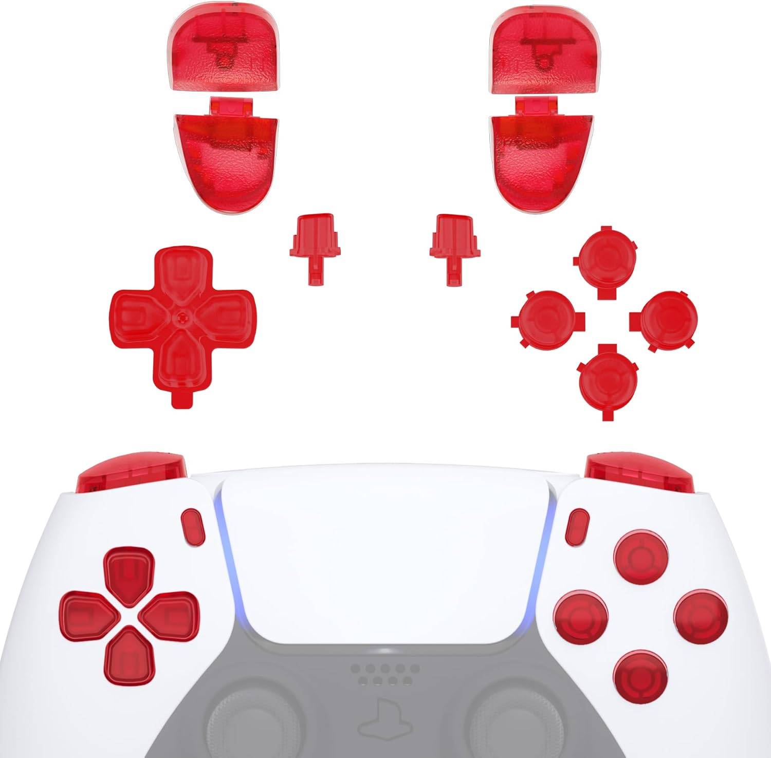 Extremerate Replacement D-Pad R1 L1 R2 L2 Triggers Share Options Face Buttons, Clear Black Full Set Buttons Compatible with Ps5 Controller BDM-030 BDM-040 BDM-050 - Controller NOT Included - Clear Black image number 2