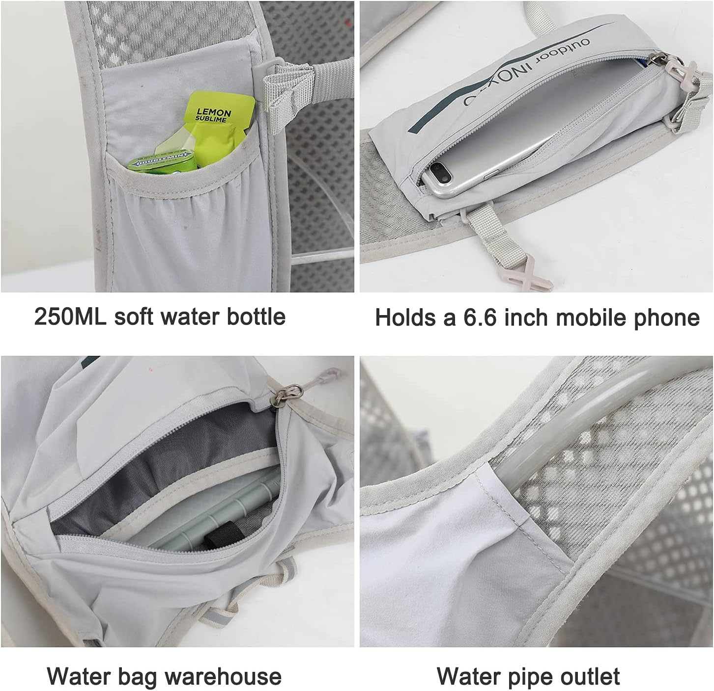 INOXTO Hydration Vest Backpack,Lightweight Water Running Vest Pack with 1.5L Water Bladder Bag Daypack for Hiking Trail Running Cycling Race Marathon for Women Men - Black Orange image number 3