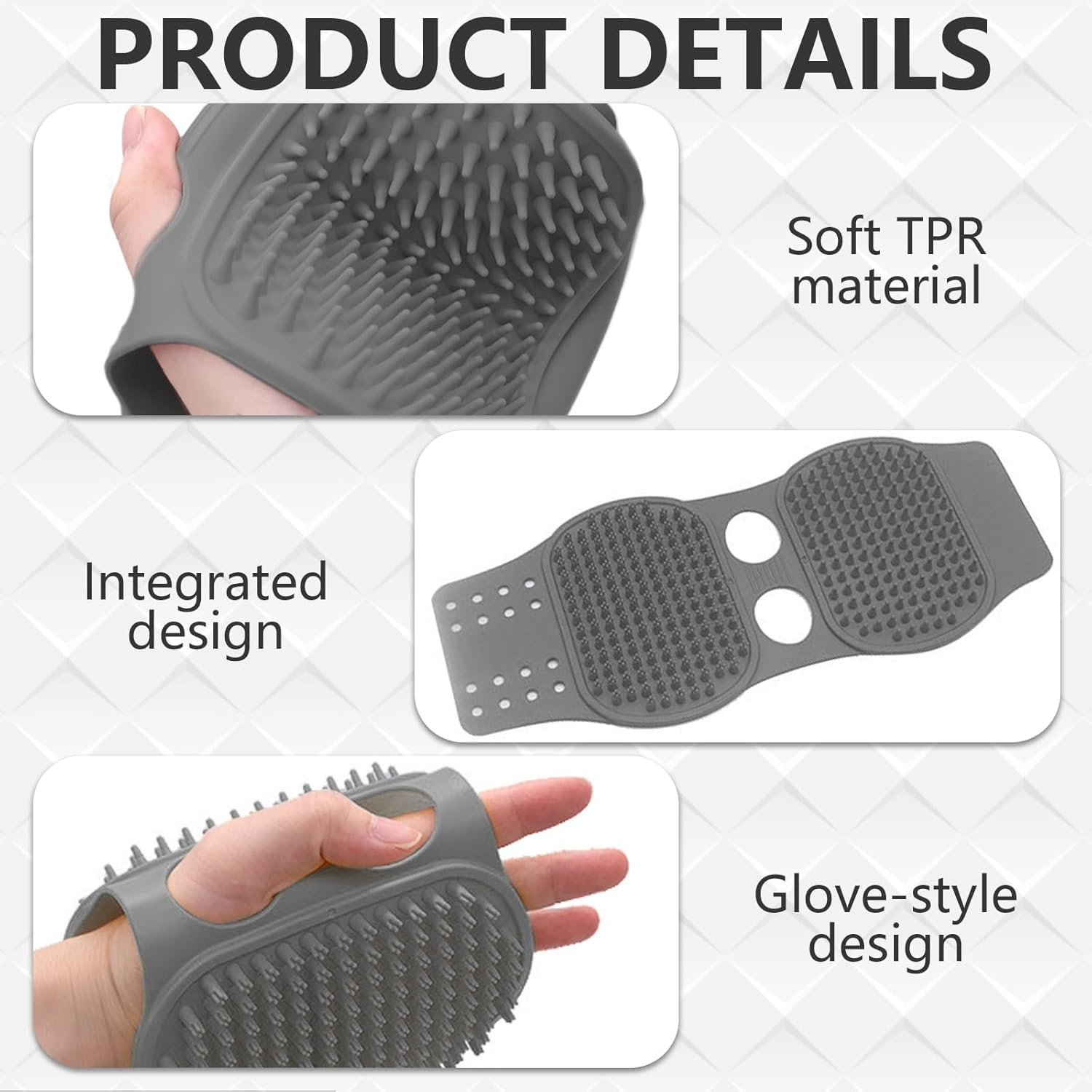 Culinavog Dog Brush, 1 Piece Soft Silicone Brush with Adjustable Handle, Easy to Clean, Silicone Bath Brush for Pets, Silicone Shower Brush for Cats, Dogs (29.6 &times; 12.6 Cm, Grey) image number 3