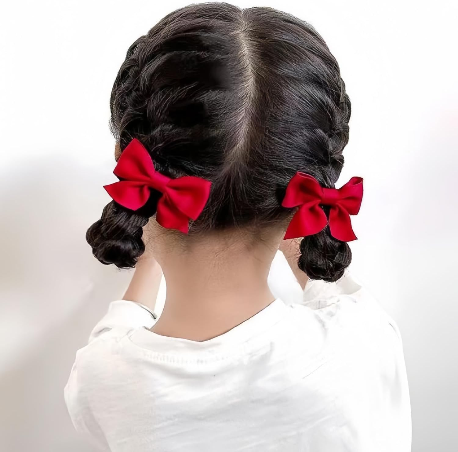 Heanvmyss 2 PCS Hair Bows for Women,Barrettes Solid Color,Soft Silky Hair Bows,Hair Styling Accessories for Women Girls(Red)