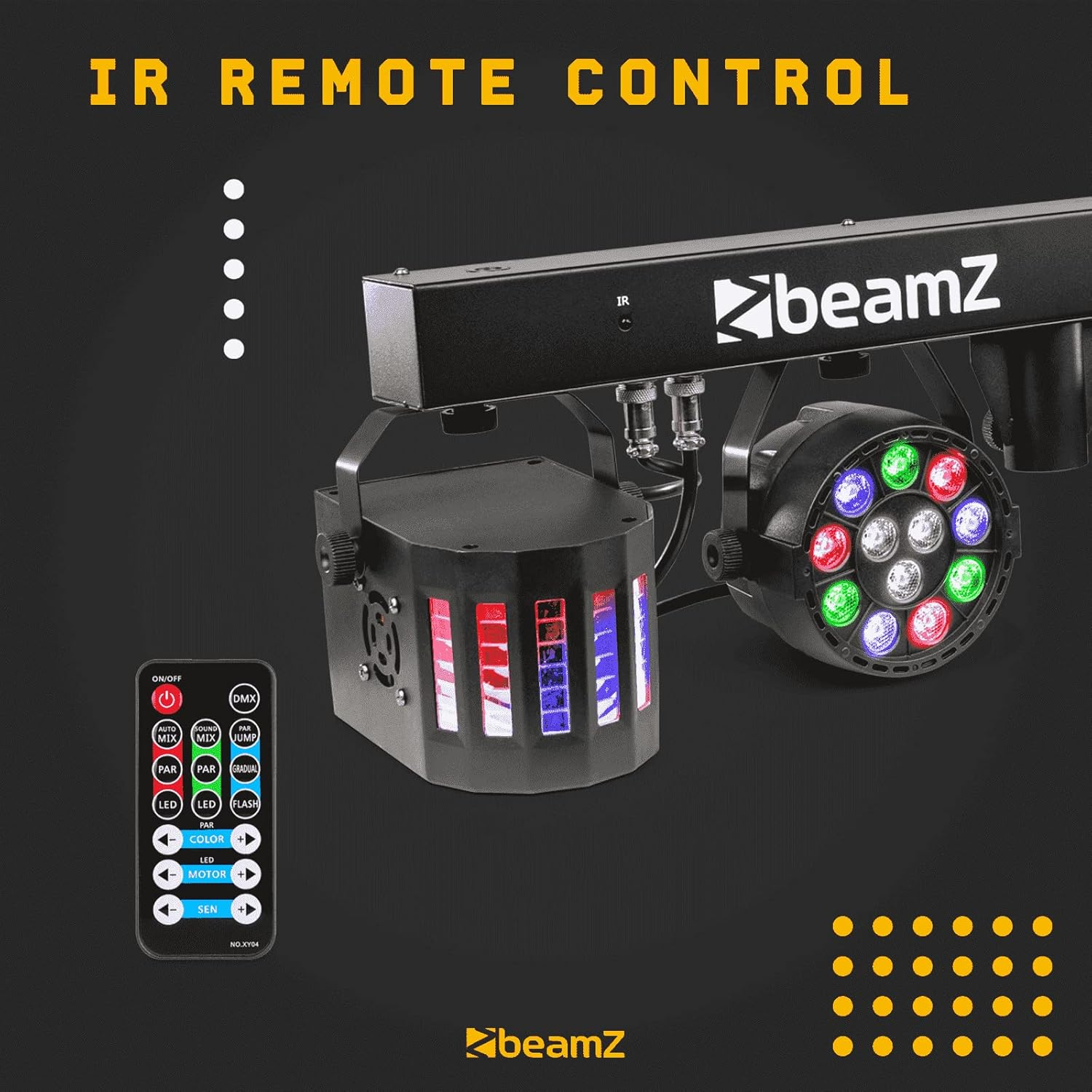 Beamz Partybar 2 All-In-One LED DJ Lighting System RGBW DMX Lighting Stand IR image number 2