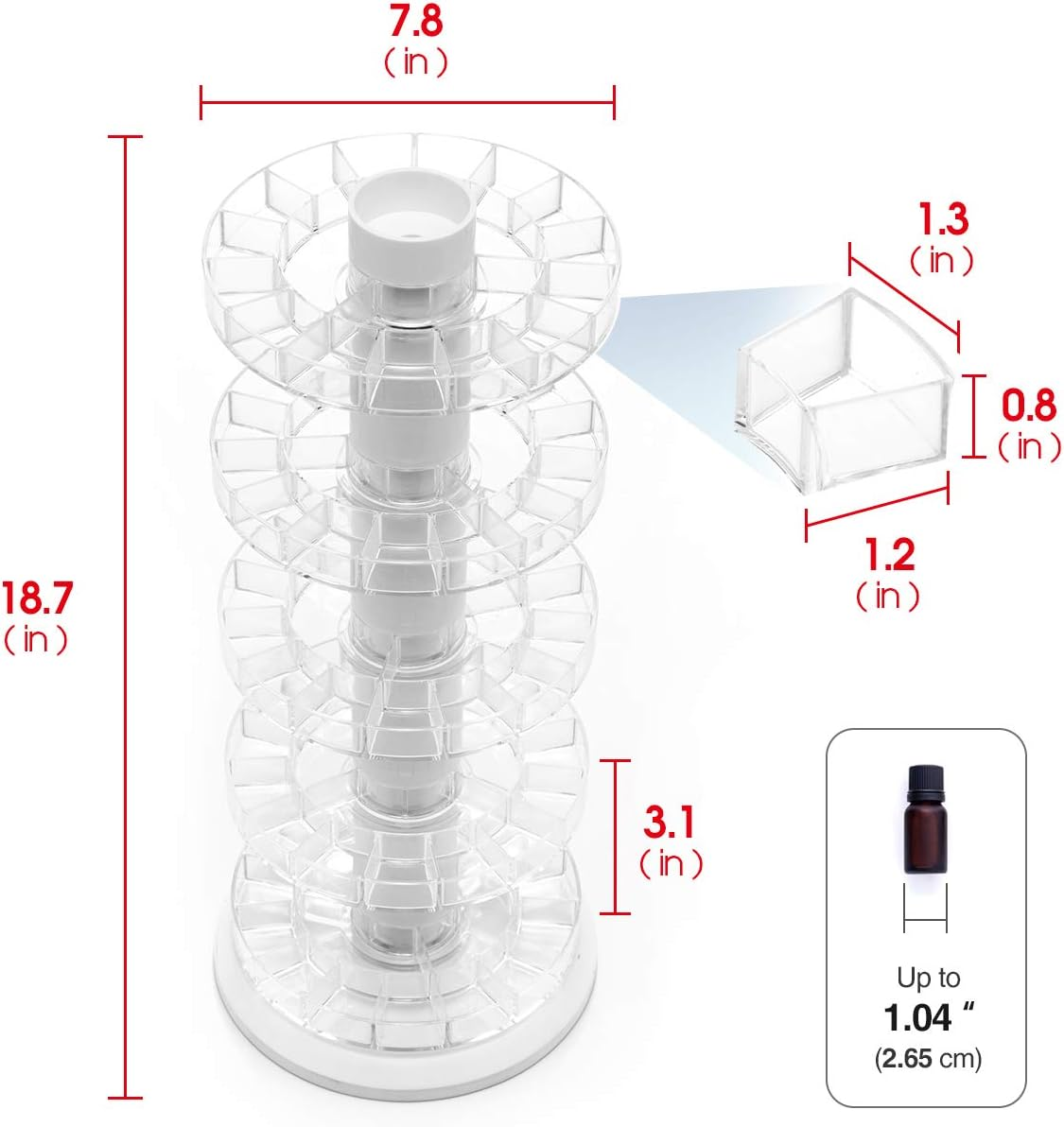J JACKCUBE DESIGN Acrylic Rotating Essential Oil Display Stand Spinning Rack for 75 Bottle Organizer 5 Tier Storage for Paint Bottles Spice Make up Nail Polish Holder -MK505A (5 Tier) - 5 Tier image number 1