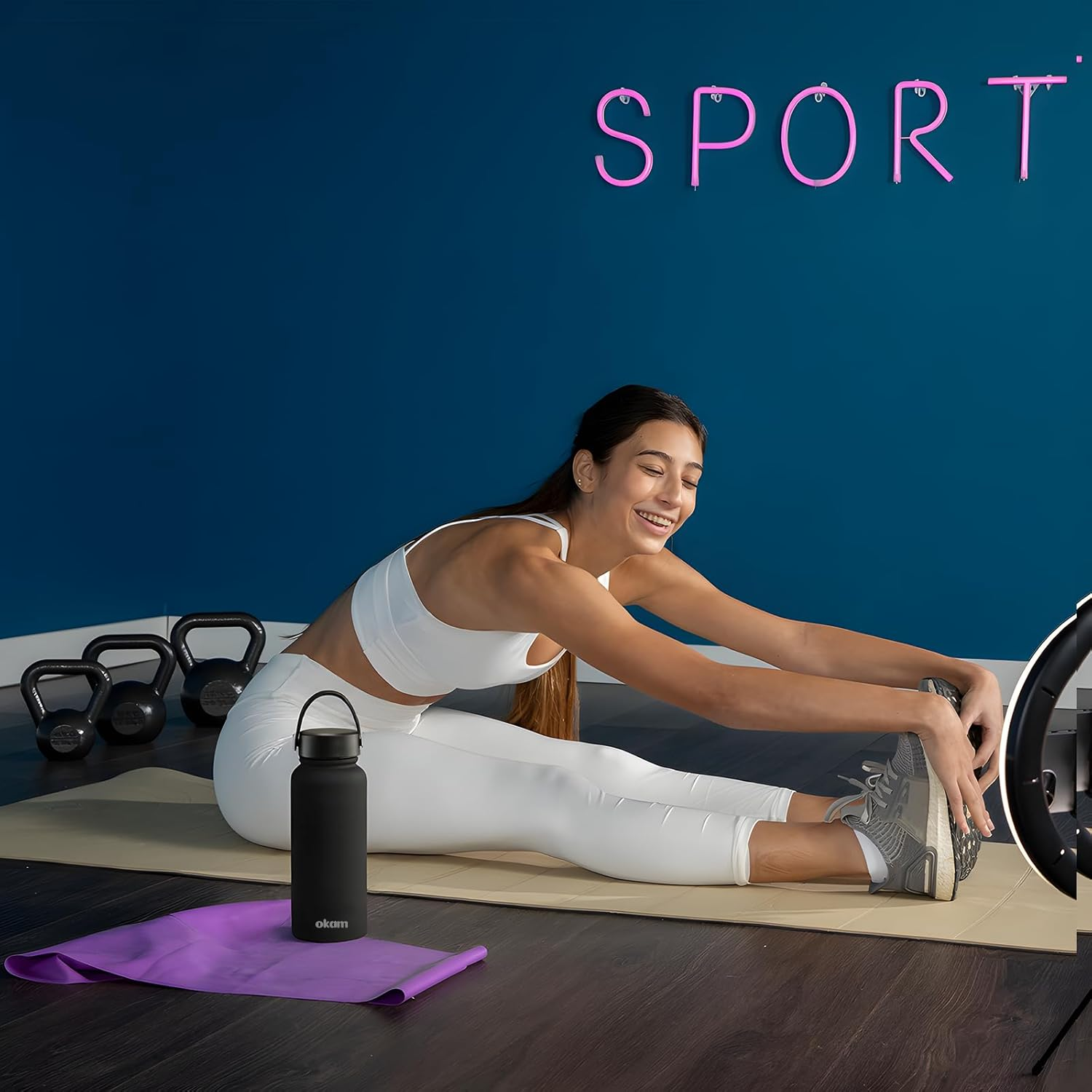 OKAM 950Ml Insulated Water Bottle - Stainless Steel Double Wall Waterbottle, Black, Vacuum Insulated, Bpa-Free, Leak-Proof Lid, Hot/Cold 12Hrs, Wide Mouth -Gym, Outdoor, Office Drink Bottles Insulated image number 1